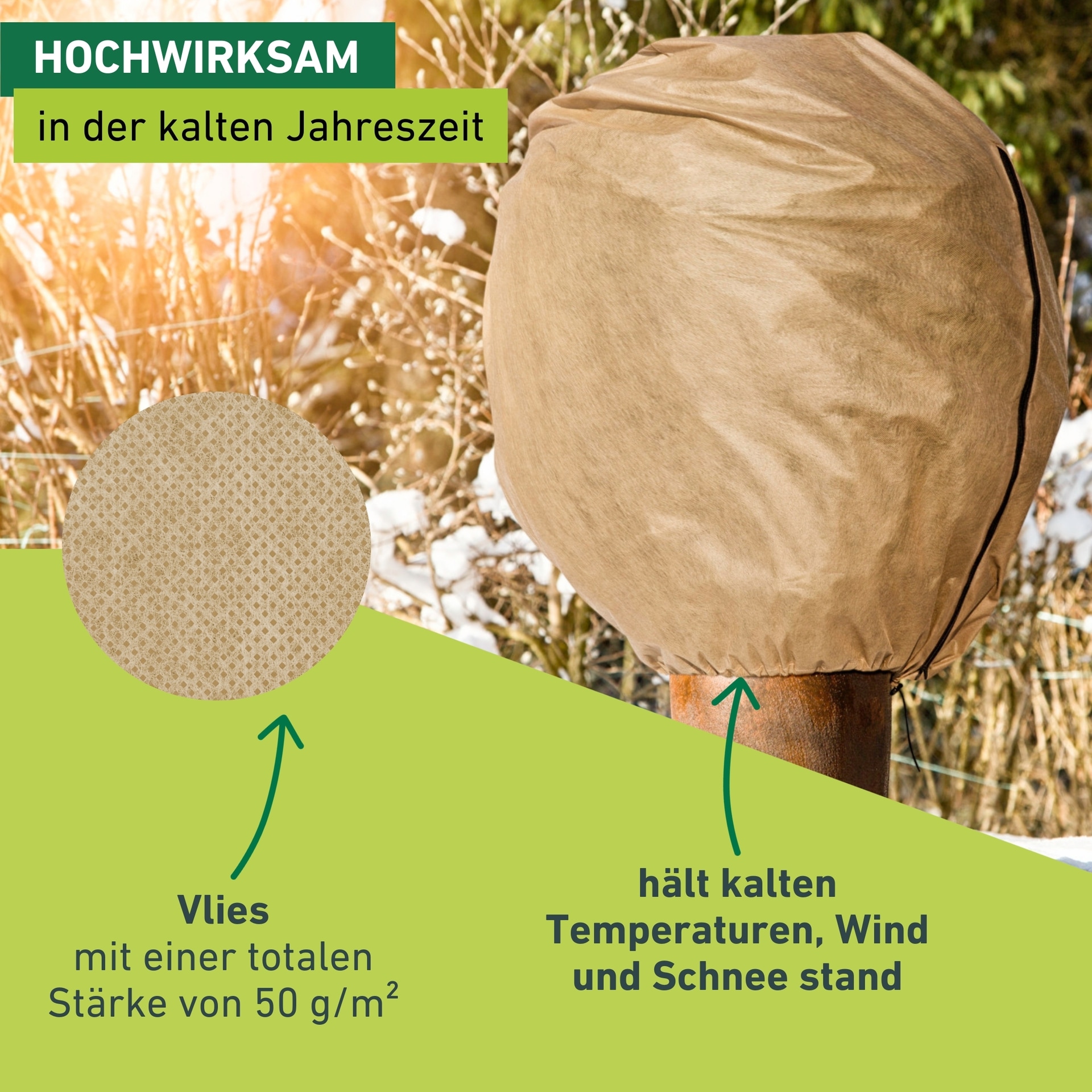 Windhager Gartenvlies »Jute-Trennvlies für Töpfe, Unkrautvlies aus Jute, Pflanzenvlies« wasserdurchlässig und atmungsaktiv, 1x1 m