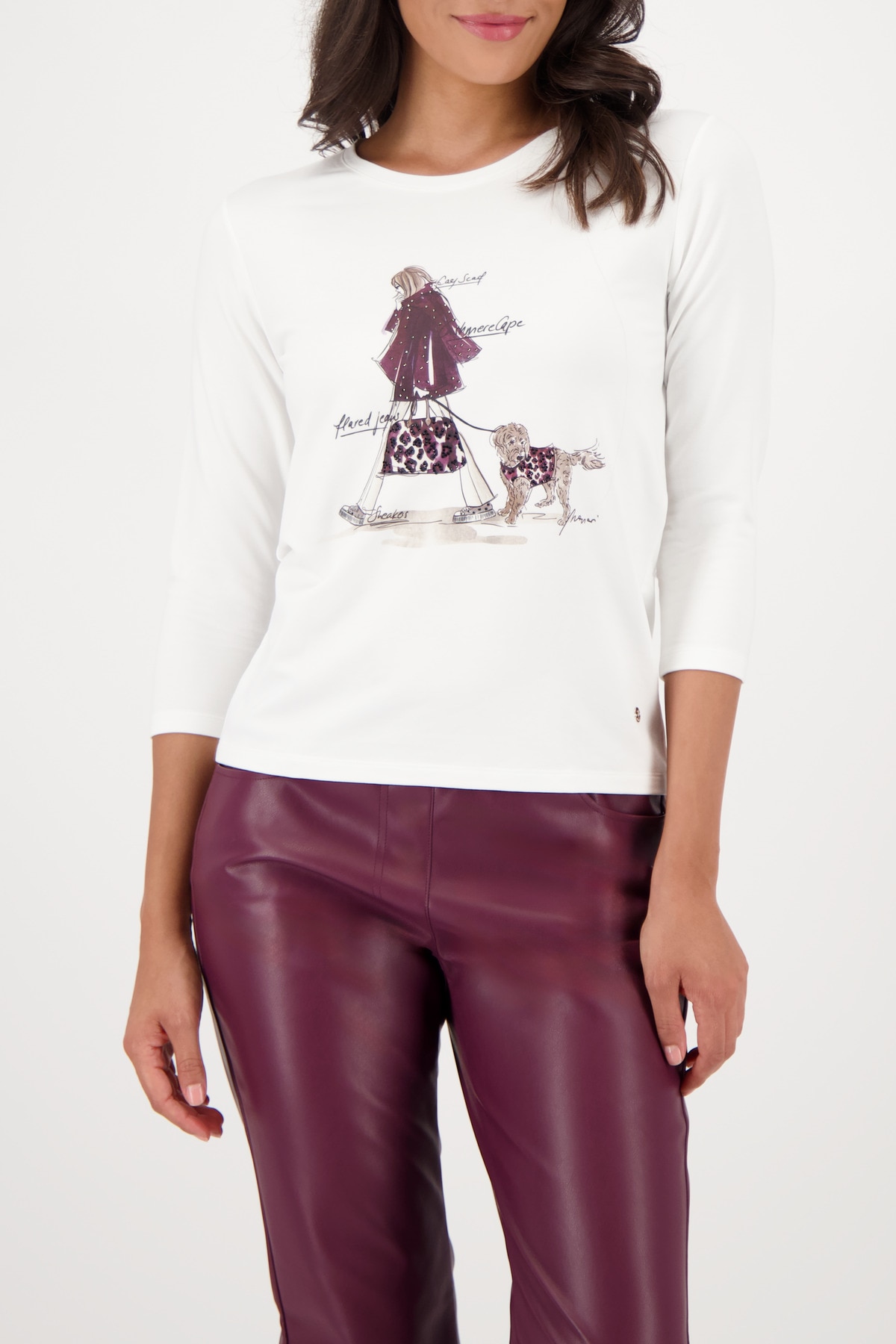 Monari 3/4-Arm-Shirt "Shirt Frau + Hund", Regular fit mit Rundhalsausschnit günstig online kaufen