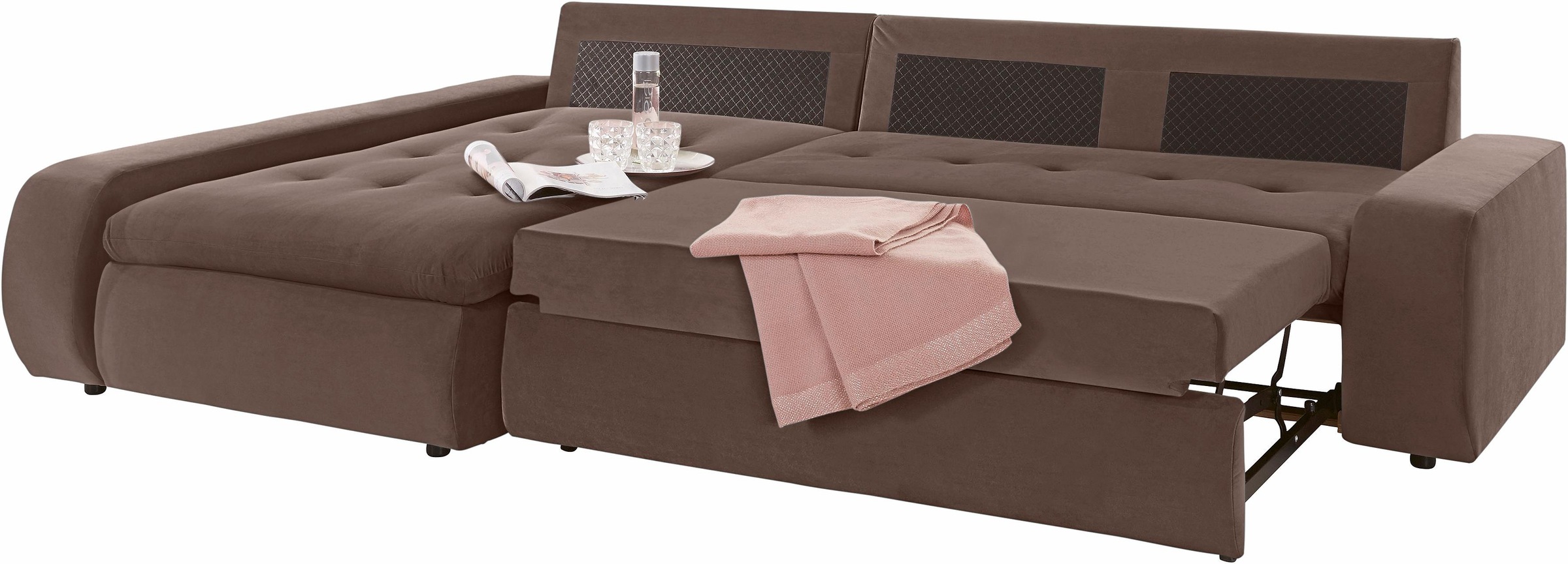 TRENDMANUFAKTUR Ecksofa »Indie II, tolle Detailverarbeitung, bequem und komfortabel im Sitz«, XL und XXL, wahlweise mit Bettfunktion, L-Form