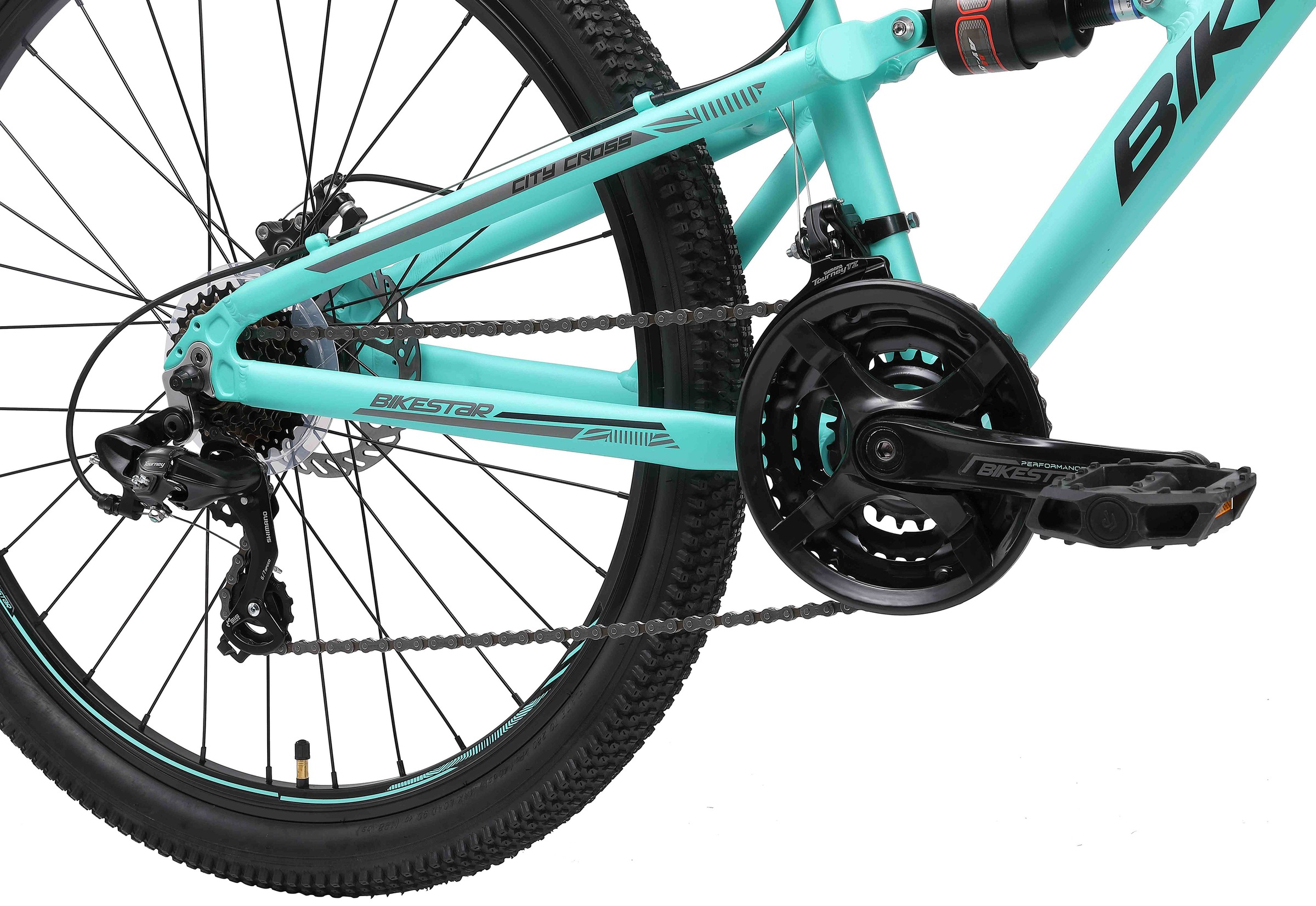 Bikestar Mountainbike, 21 Gang, Shimano, RD-TY300 Schaltwerk, Kettenschaltung, für Damen und Herren, Kettenschaltung