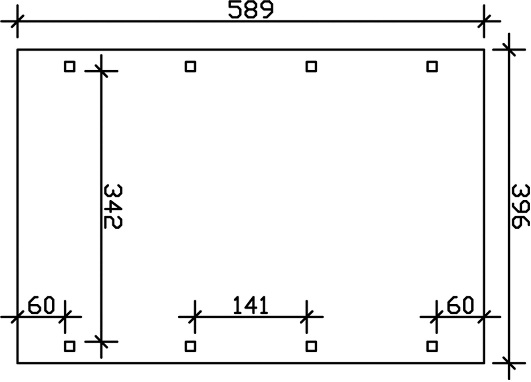 Skanholz Einzelcarport »Spreewald«, Nadelholz, 342 cm, Nussbaum, mit EPDM-Dach, rote Blende