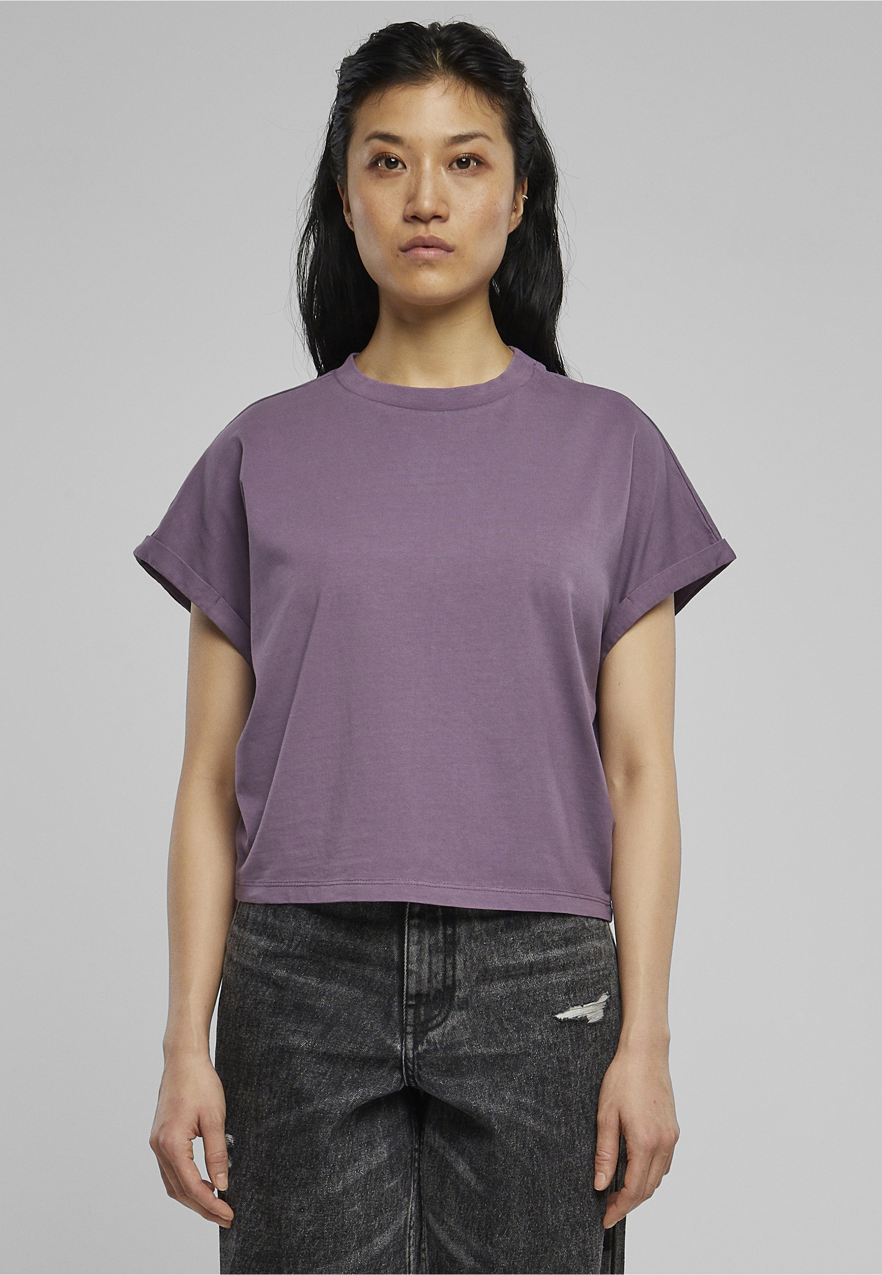 URBAN CLASSICS T-Shirt »Urban Classics Damen Ladies Short Pigment Dye Cut On Sleeve Tee« 1 Stk.