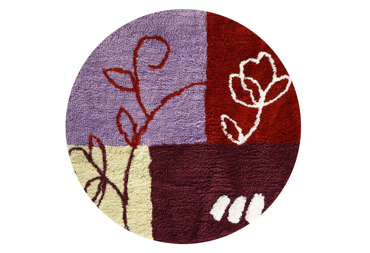 KiNZLER Badematte "Gedinne, Badvorleger, Badezimmer Teppich" Höhe 20 mm rutschhemmend beschichtet fußbodenheizungsgeeignet Badteppich, rund, modernes florales Patchwork Design, waschbar