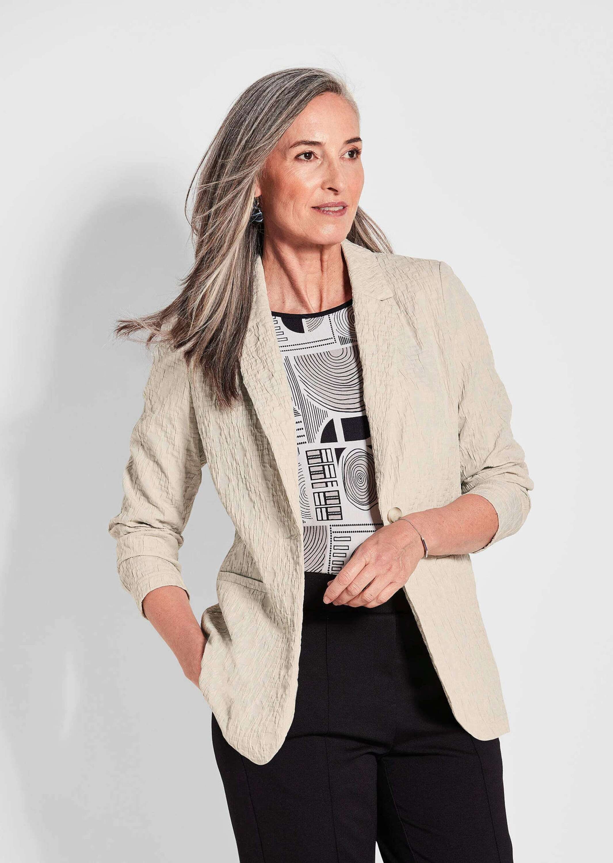 GOLDNER Jackenblazer »Strukturierter Stretchblazer mit Revers«