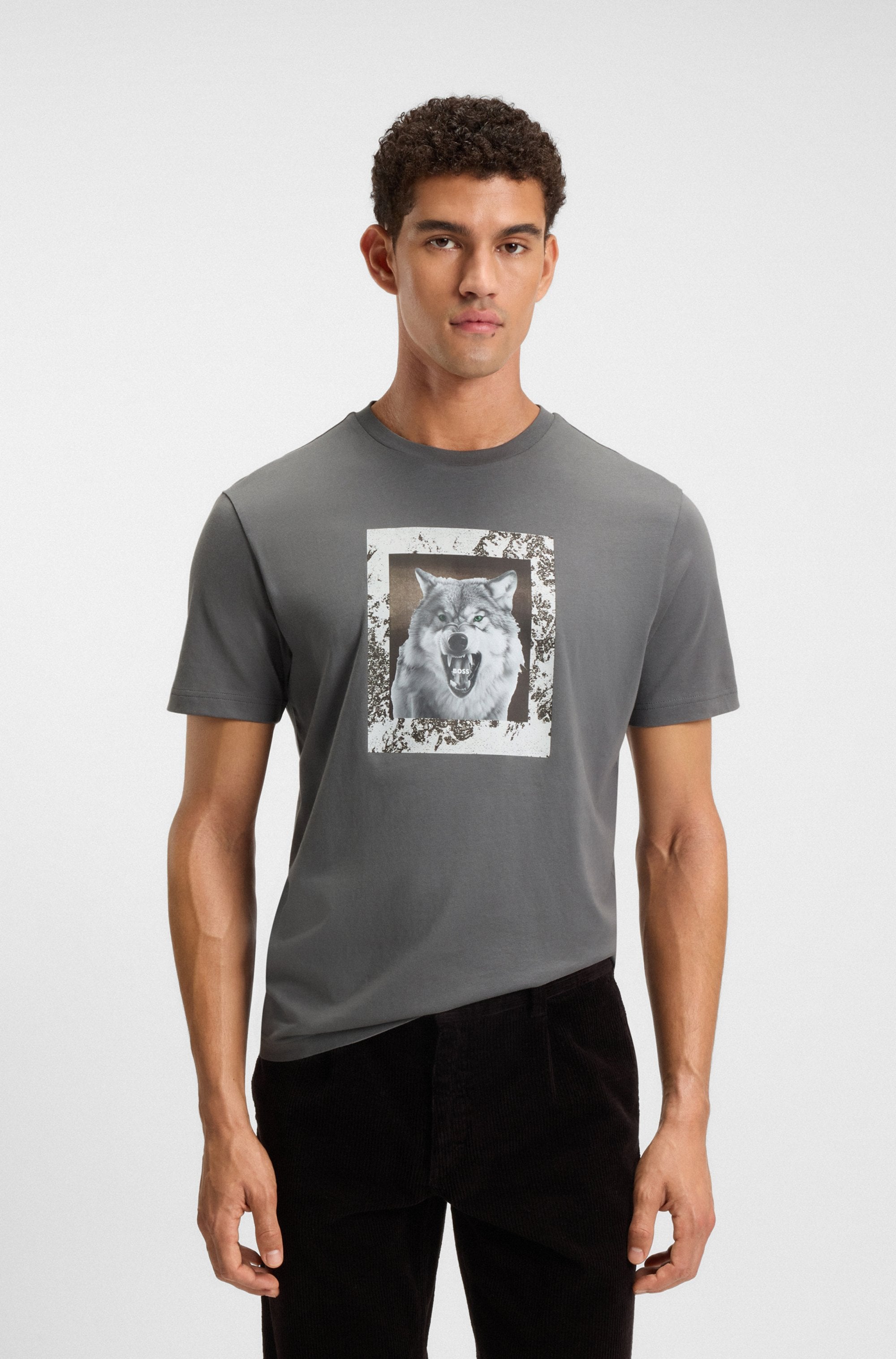 BOSS ORANGE T-Shirt "Te lupo", runder Ausschnitt, regular fit, Fotodruck günstig online kaufen