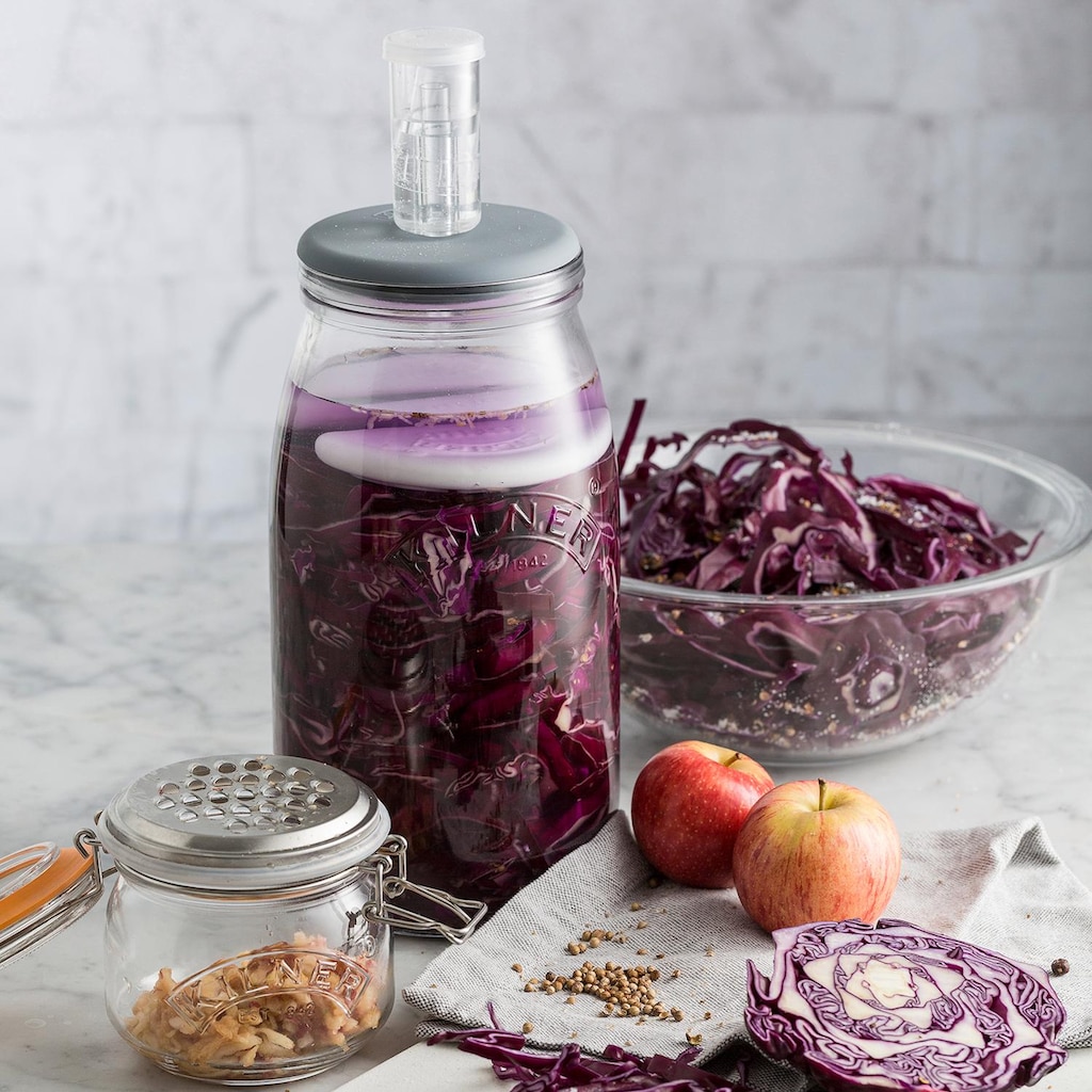 KILNER Fermentationsglas, (1 tlg.), zum Fermentieren, 3 Liter, mit Rezeptbuch