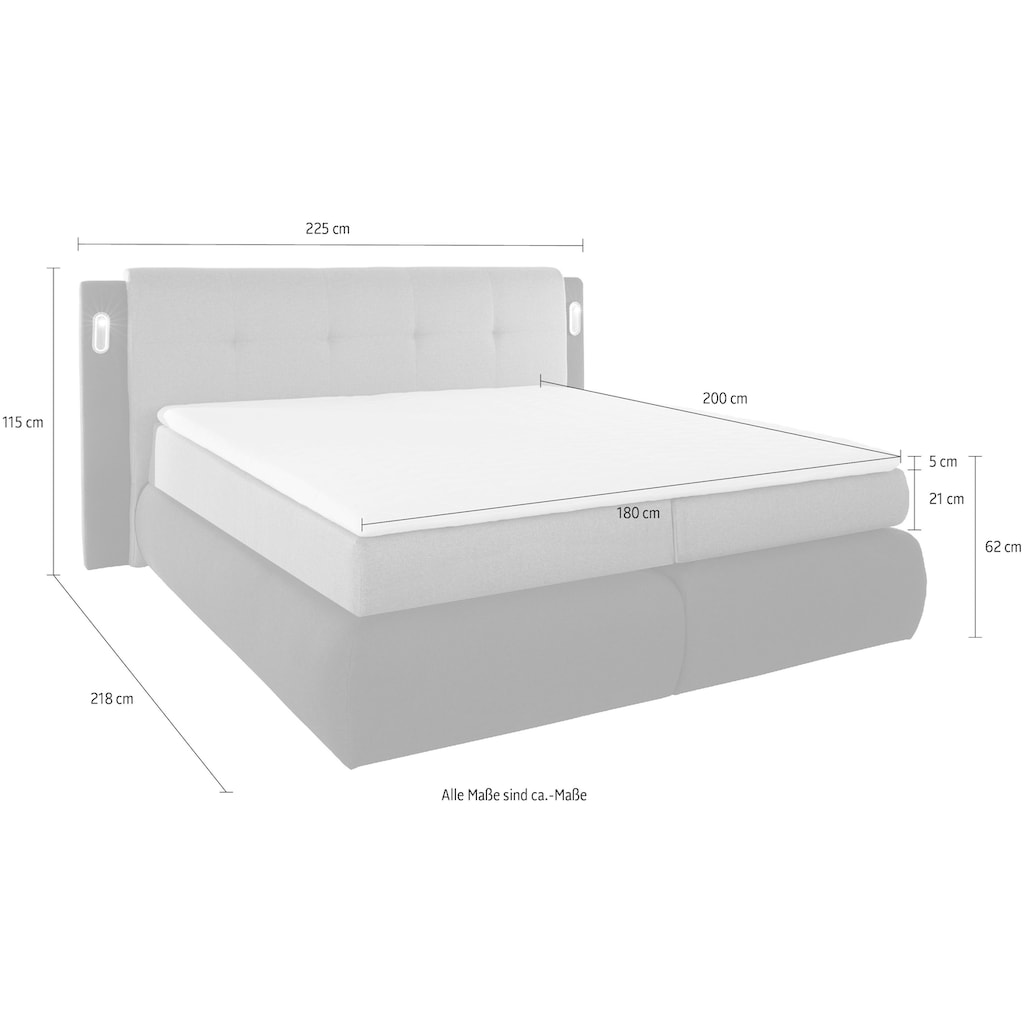 COLLECTION AB Boxspringbett »Borna«, inklusive Bettkasten, LED-Beleuchtung und Topper