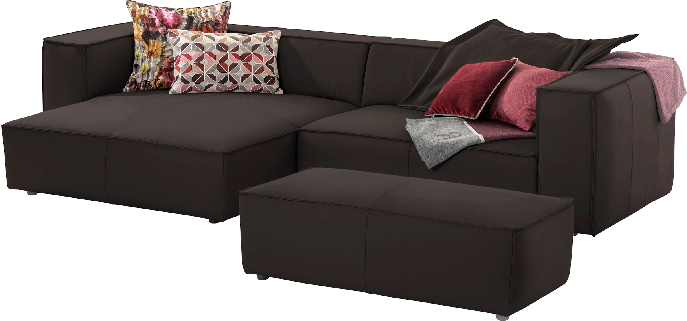 W.SCHILLIG Ecksofa »around-the-block, modern und elegant, bequem, L-Form«, mit eleganter Biese, mit Federkern