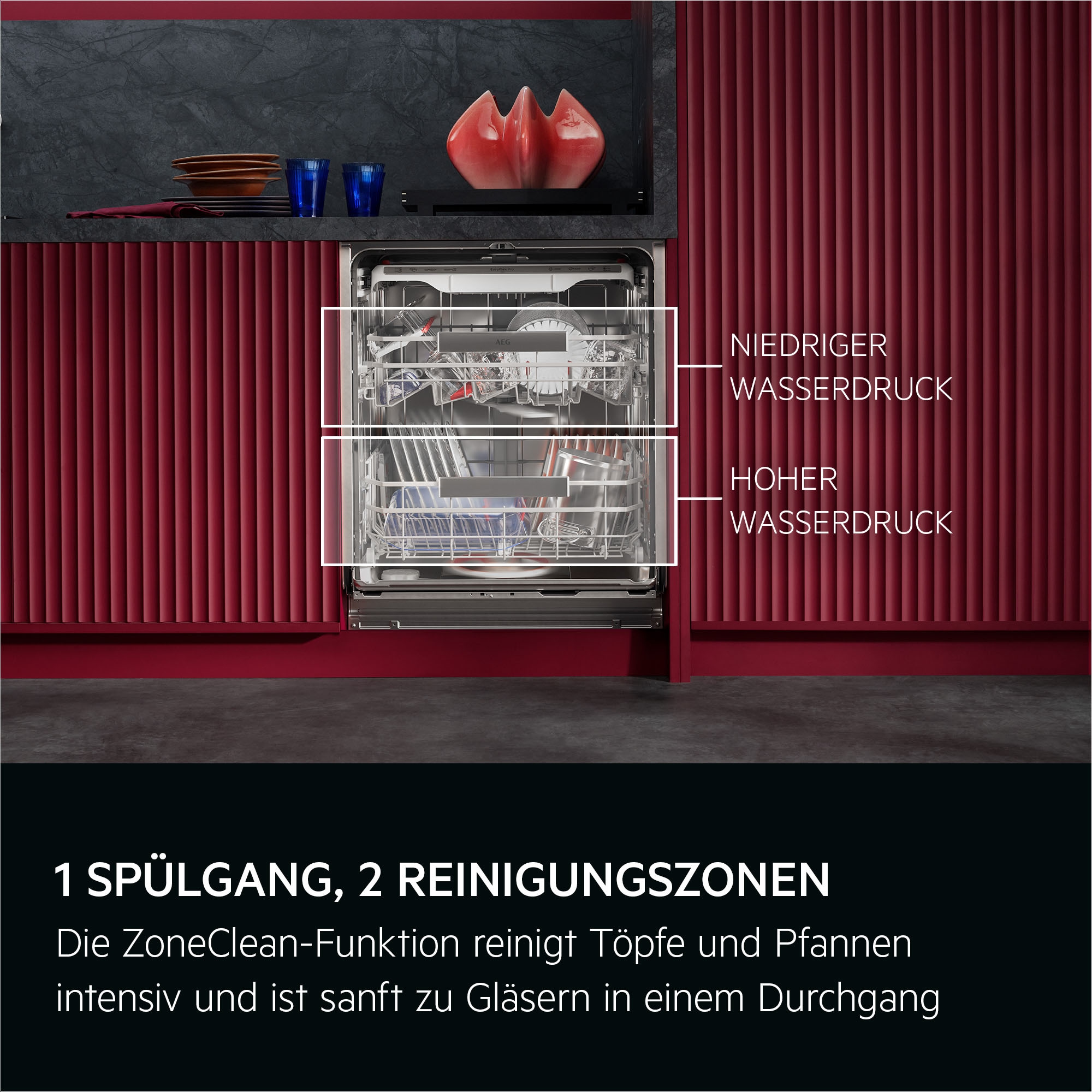 AEG teilintegrierbarer Geschirrspüler 9000 »GT9200X2SCM« Leise Spülmaschine 38 dB kraftvoll gegen Eingebranntes EEK A-10 %