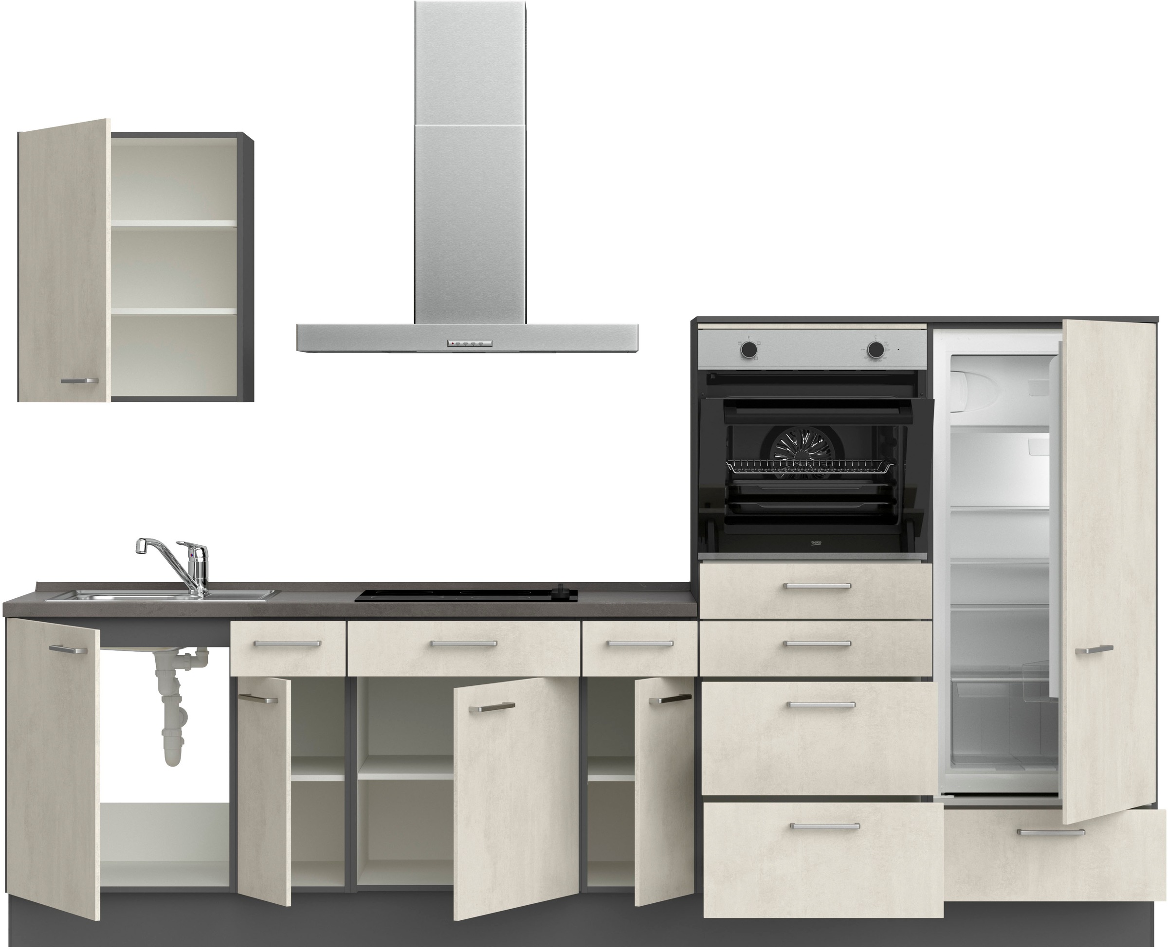 nobilia® Küchenzeile »"Riva I"«, vormontiert, Ausrichtung wählbar, Breite 300 cm, wahlw. mit E-Geräten