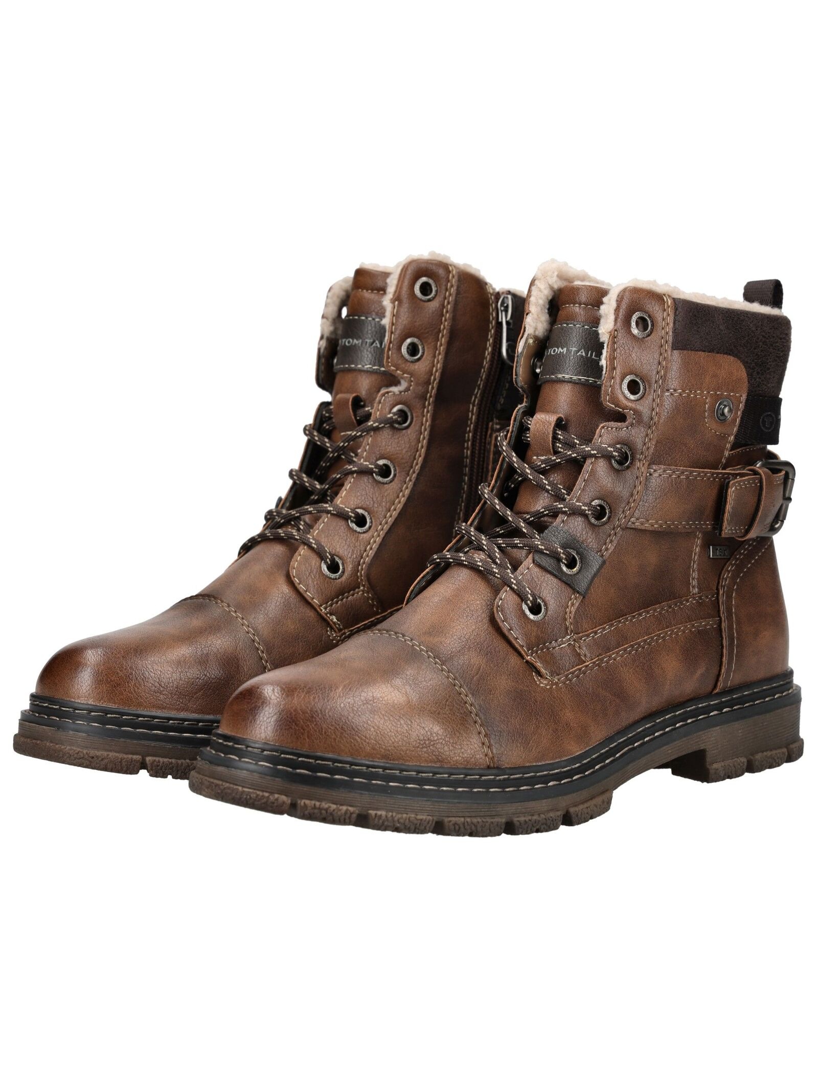 Schnürstiefelette TOM TAILOR "Tom Tailor Stiefelette Lederimitat", Herren, Gr. 42, braun, Lederimitat, Schuhe Schnürstiefelette 3