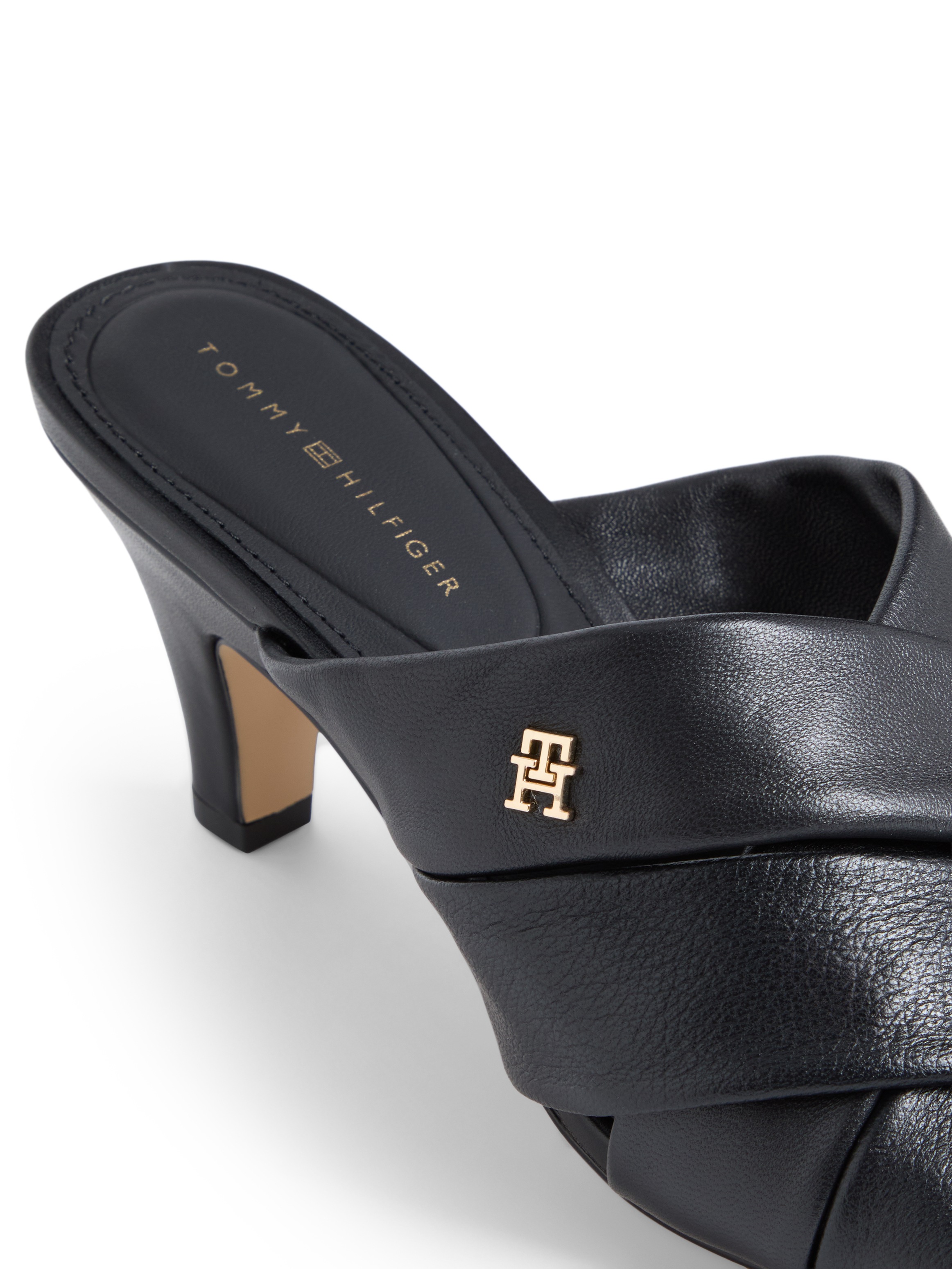 Tommy Hilfiger Pantolette "ELEVATED MID HEEL MULE LTH" Sommerschuh, Schlupf günstig online kaufen
