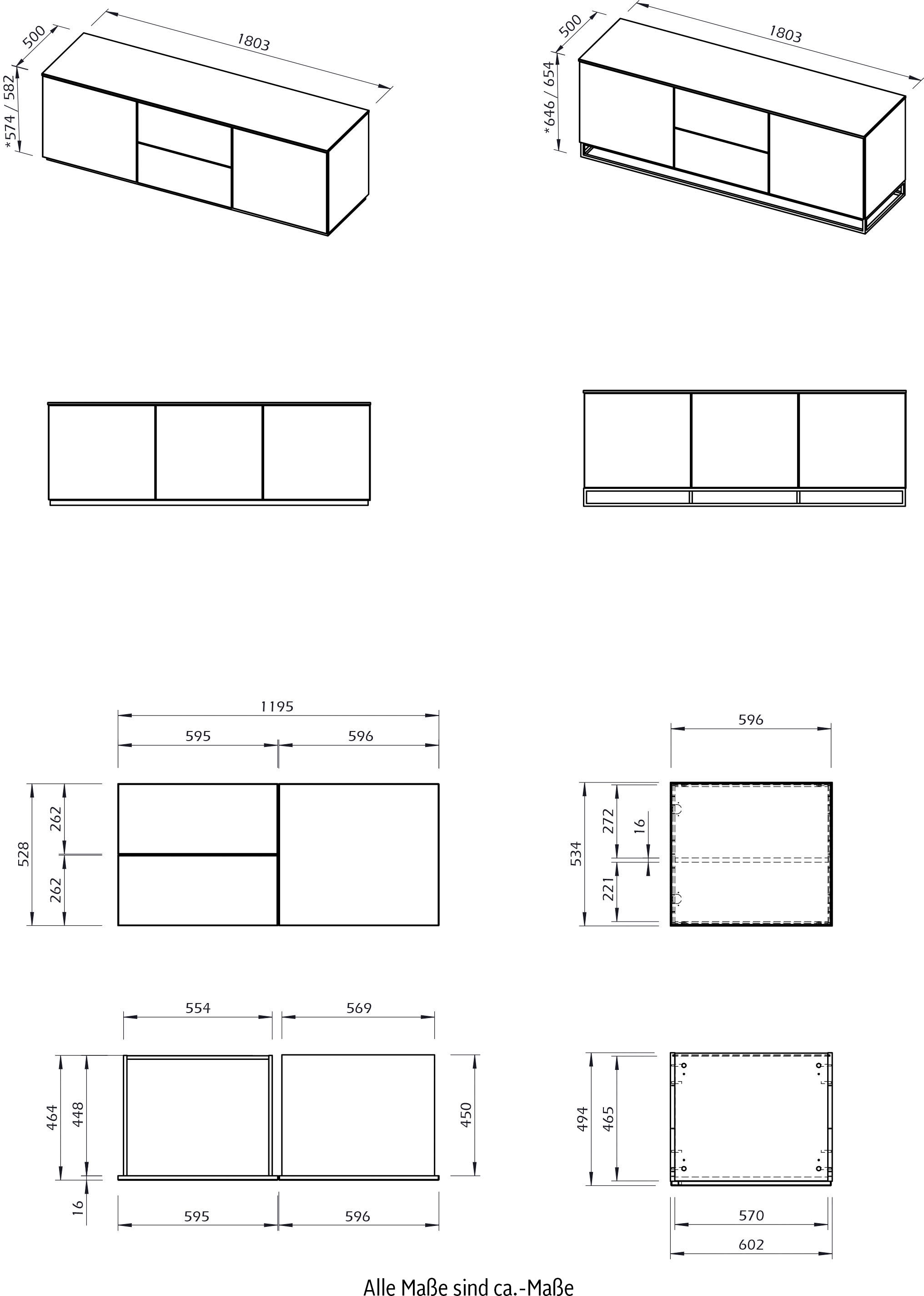 TemaHome Lowboard »Join«, Kommode mit viel Stauraum, Breite 180 cm