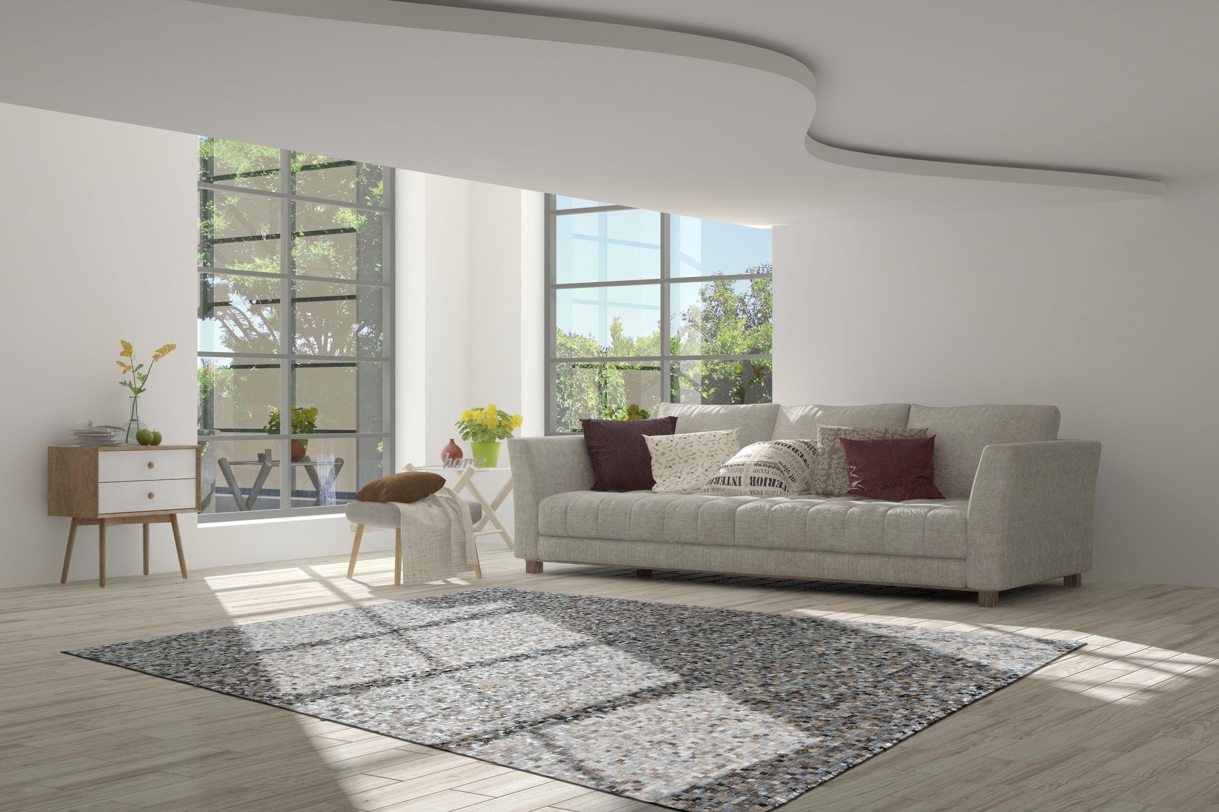 calo-deluxe Fellteppich »Vezzana 615«, rechteckig, 5 mm Höhe, echtes Rinderfell, Wohnzimmer