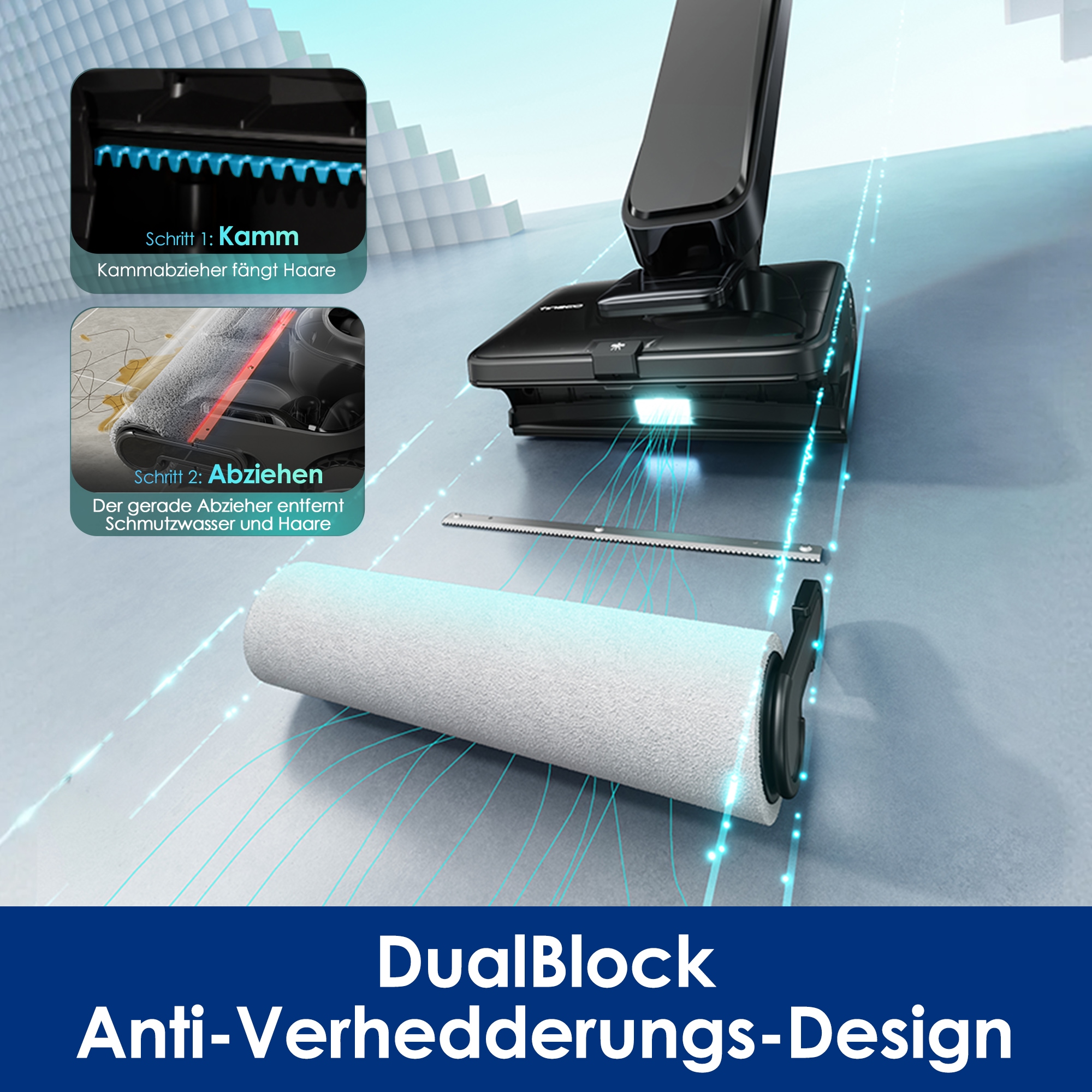 Tineco Nass-Trocken-Sauger »FLOOR ONE S9 Scientist Complete, mit Wasserstrahl und Gummiabzieher« bis zu 80min Akkulaufzeit, 85° Grad Trocknung, Selbstantrieb