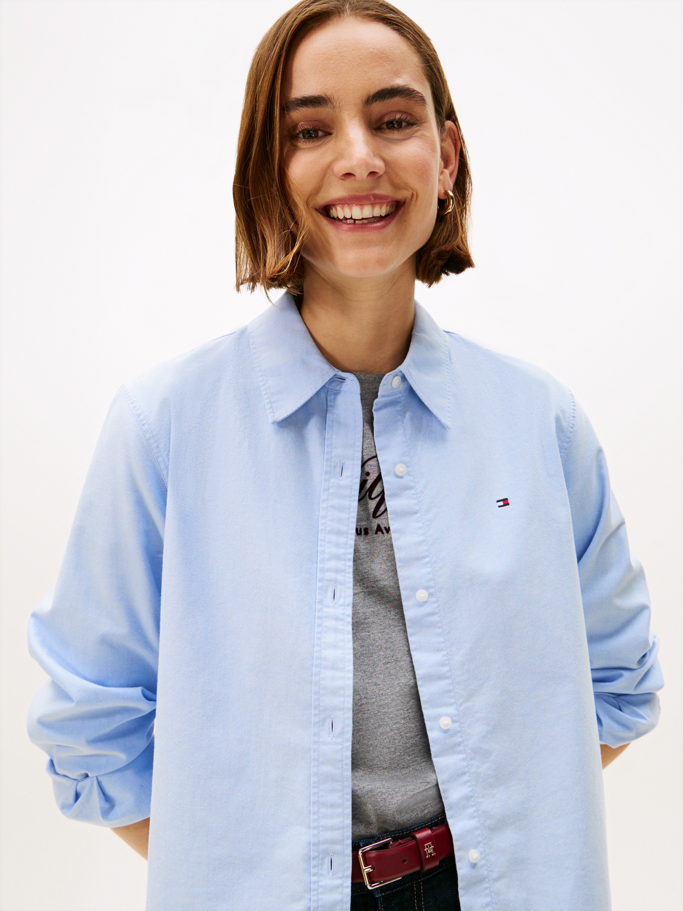 Tommy Hilfiger Hemdbluse "OXFORD RELAXED FIT SHIRT mit Hemdblusenkragen und günstig online kaufen
