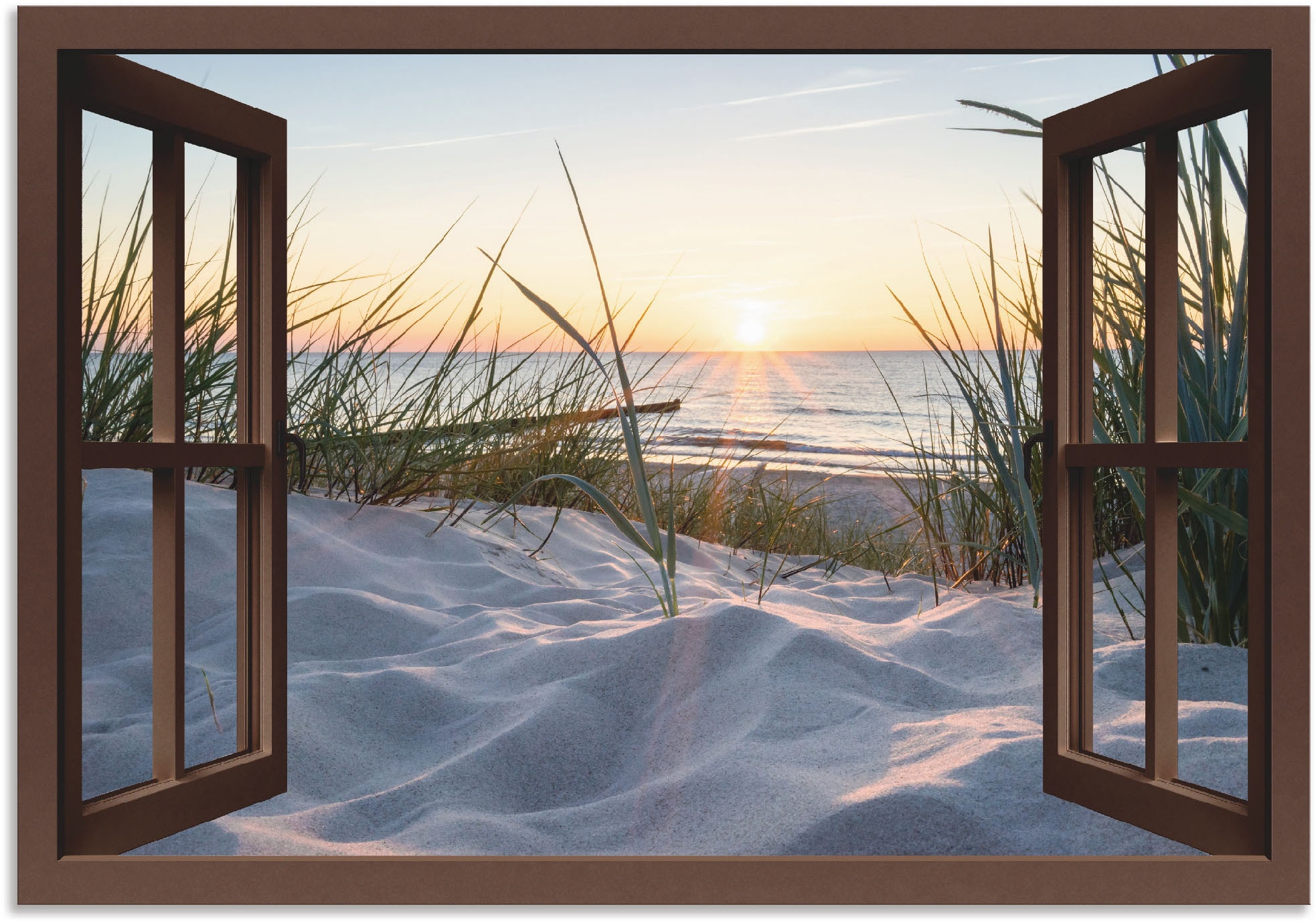 Wandbild »Ostseestrand durchs Fenster«, Meer Bilder, (1 St.), als Alubild,...