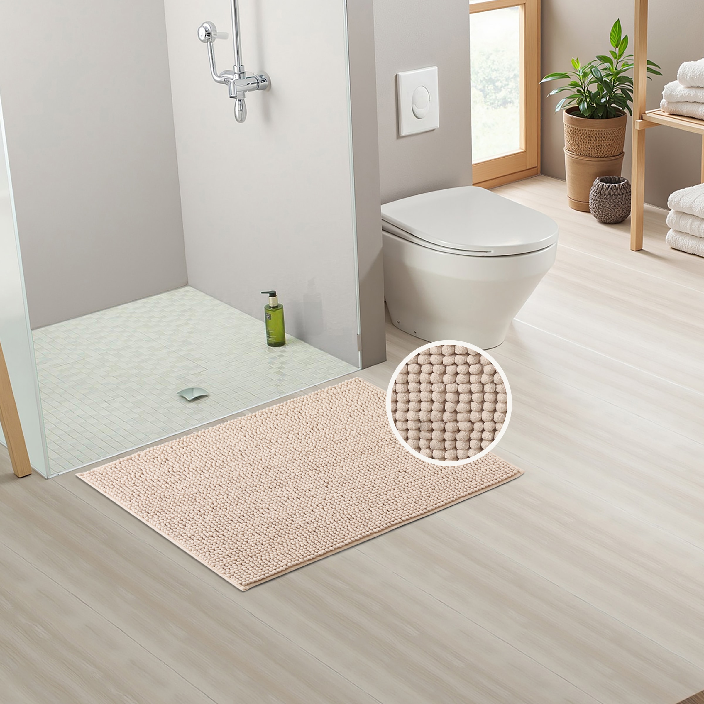 my home Badematte »Vanessa Chenille, Badvorleger, Badezimmer Teppich, Duschvorleger«, beidseitig nutzbar-strapazierfähig-fußbodenheizungsgeeignet-schnell trocknend, Uni Farben, besonders weich, rechteckig