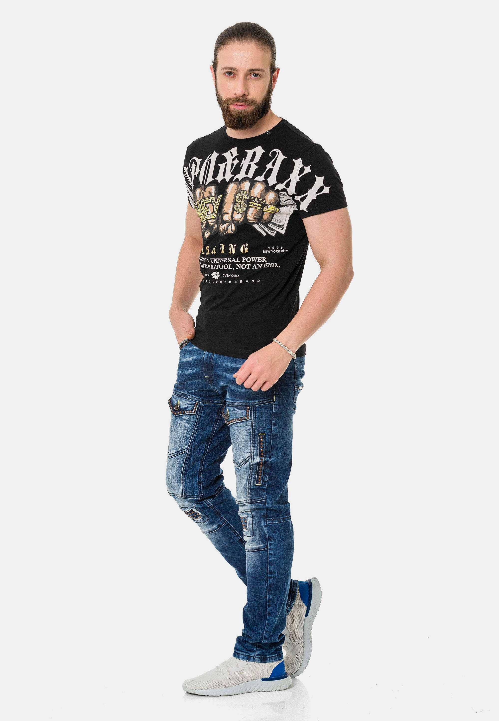 Cipo & Baxx T-Shirt »T-Shirt«, mit Rundhals-Ausschnitt