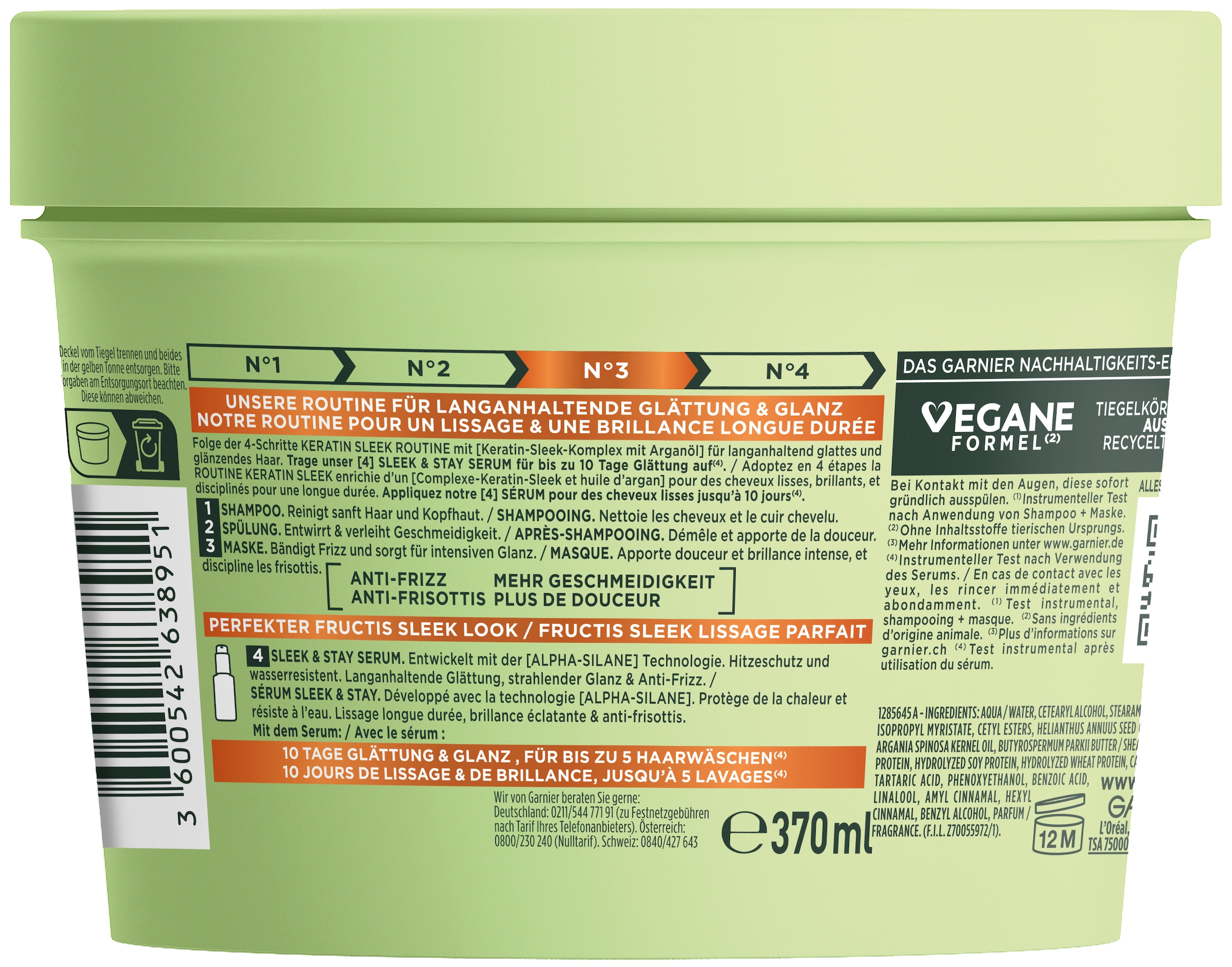 GARNIER Haarmaske »Garnier Fructis Keratin Sleek Maske«