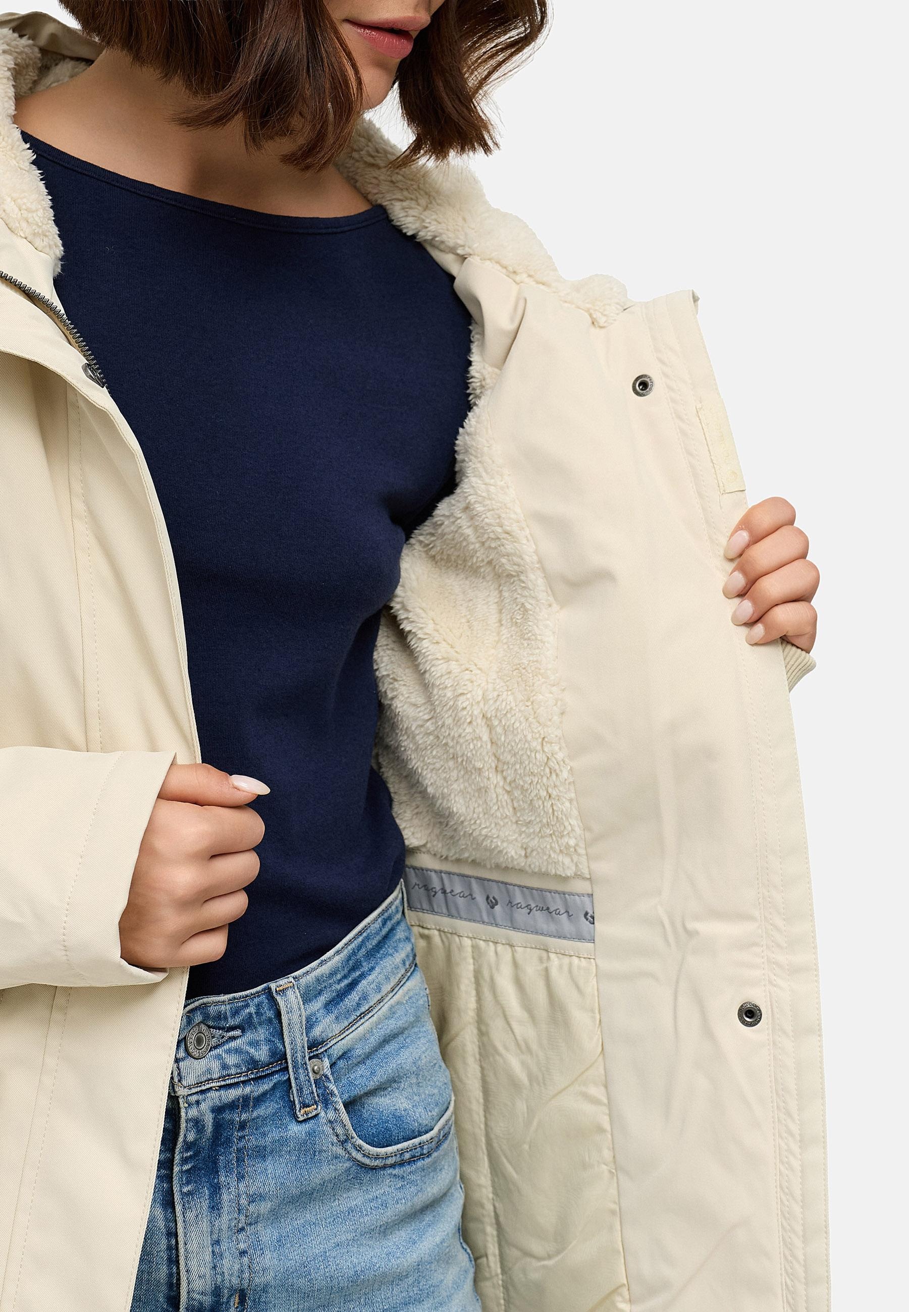 Ragwear Kurzmantel »Ellsa YOUMODO« Winterparka mit auffälligen Taillenzugkordeln und Kapuze