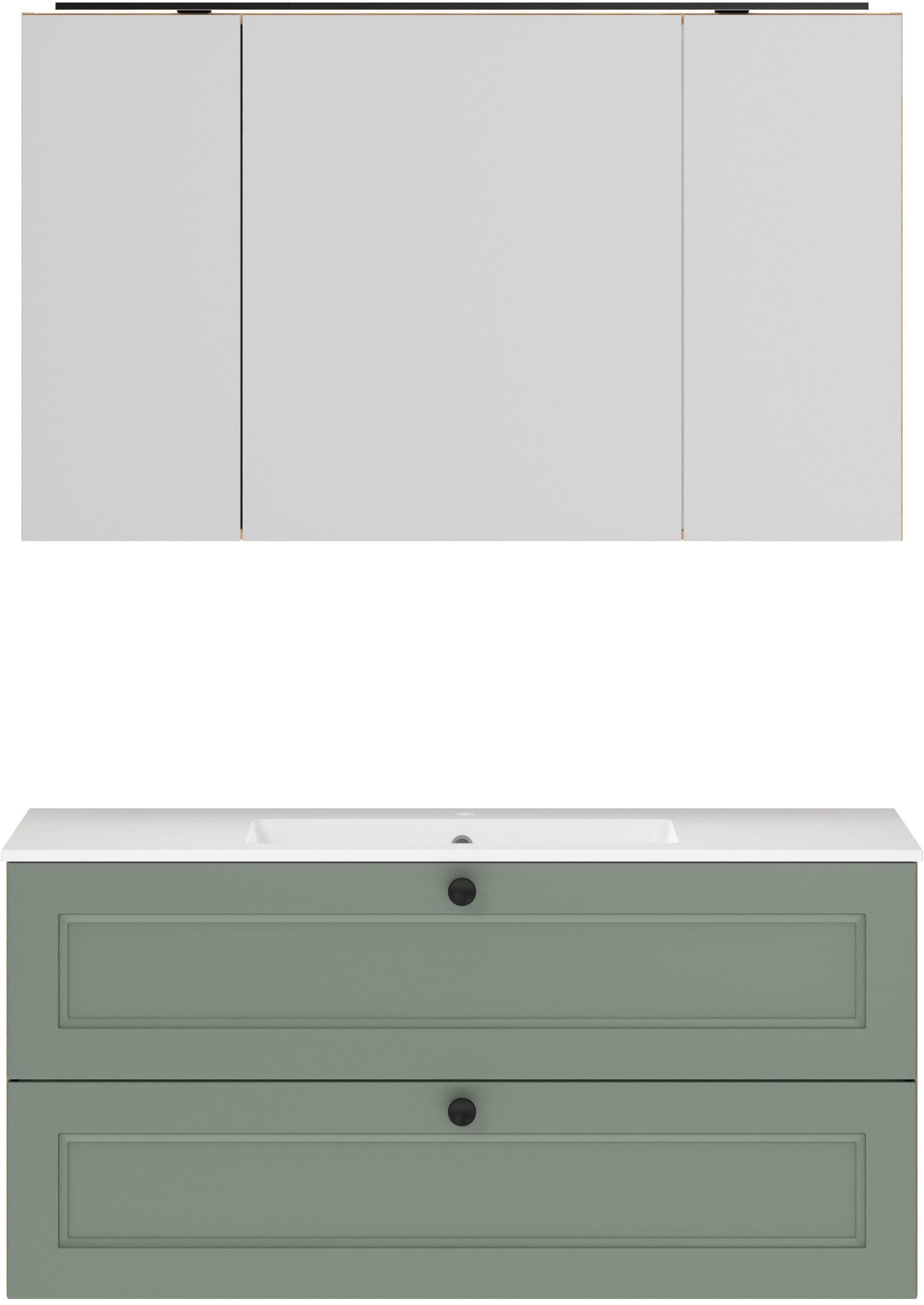 nobilia "Cascada" Set, mit Waschbecken, inkl. Spiegelschrank mit Beleuchtung, 2 Stk. tlg.