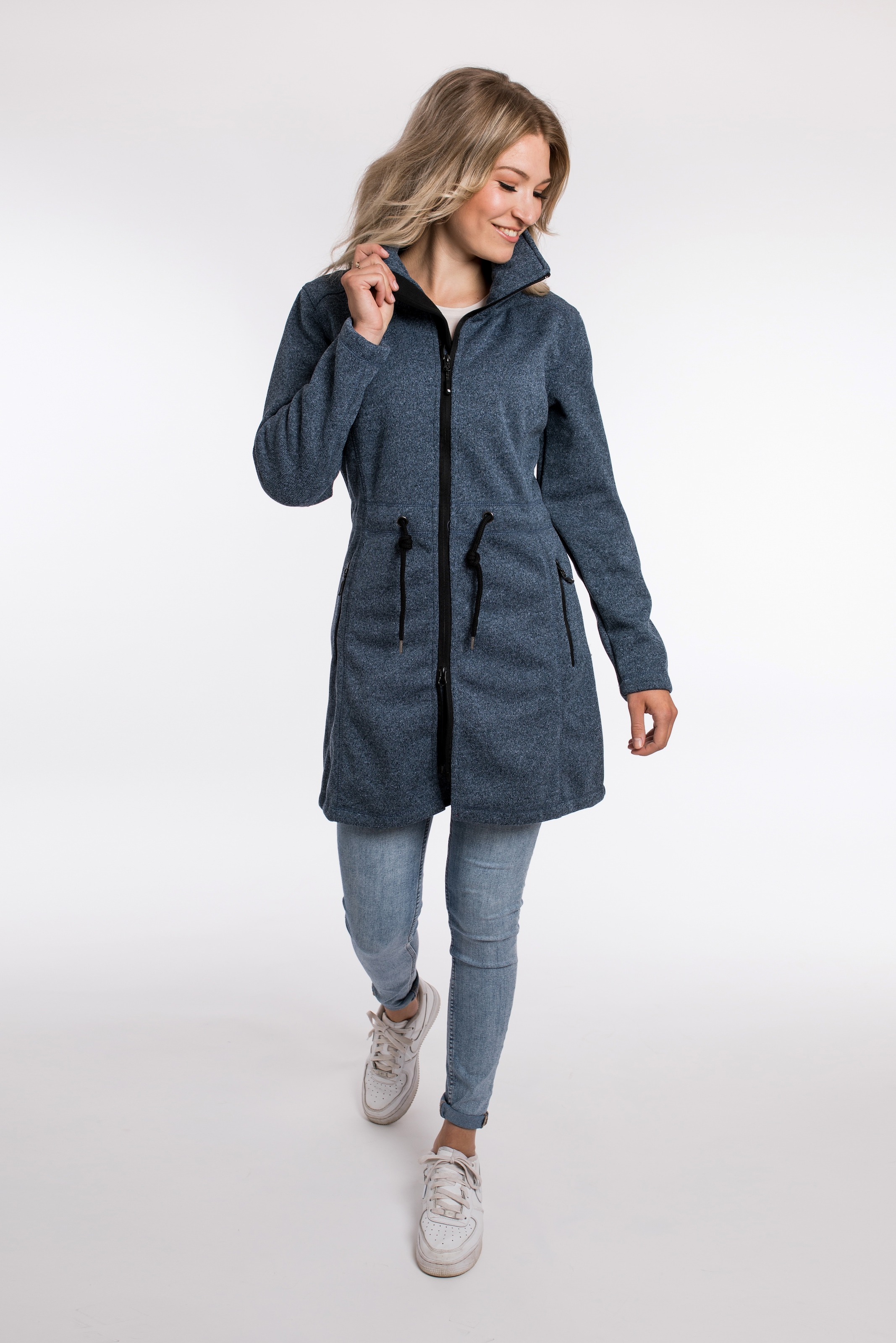 DEPROC Active Softshellparka »KEDGWICK WOMEN LONG«, Softshellmantel in urbaner Strickfleeceoptik