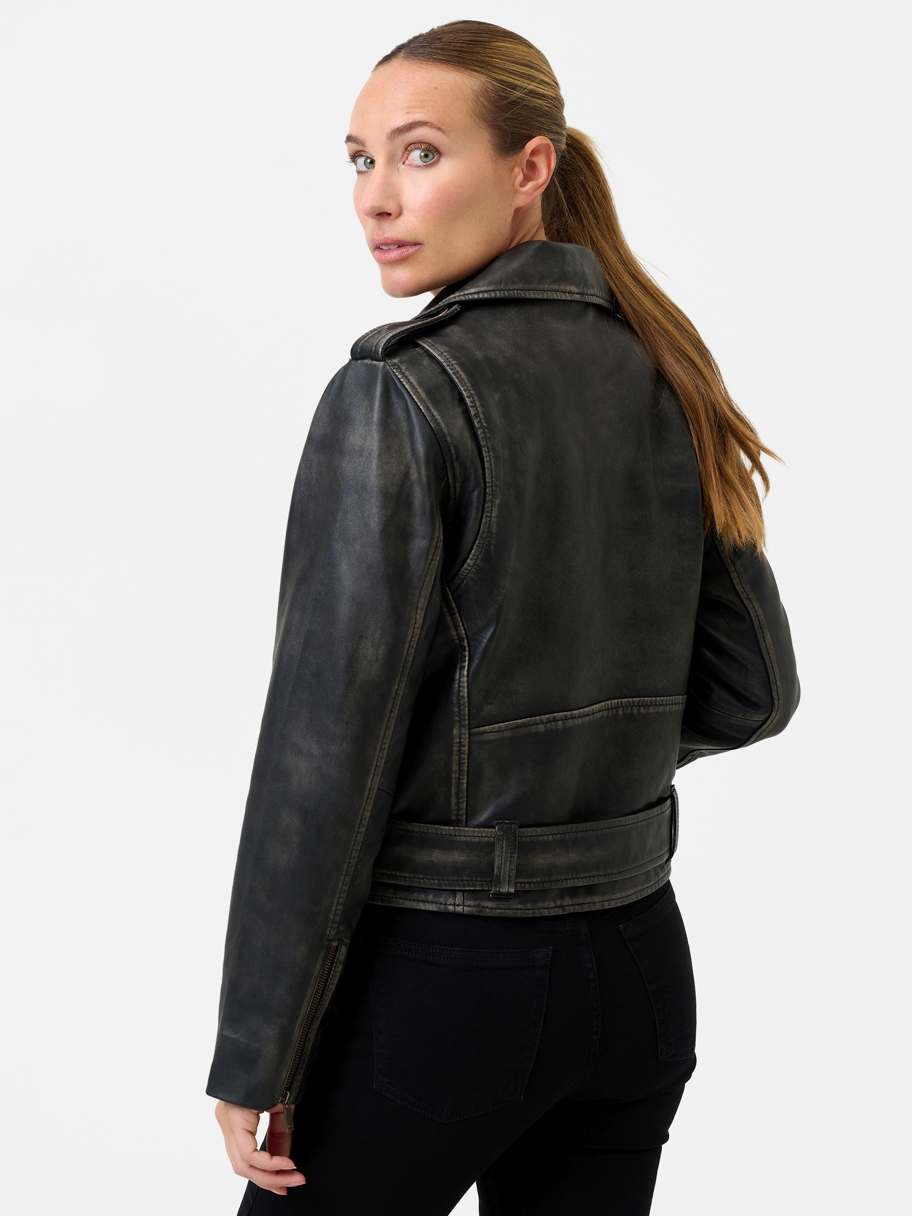 RICANO Bikerjacke »Lederjacke Louna« ohne Kapuze Handgefertigt aus echtem Leder