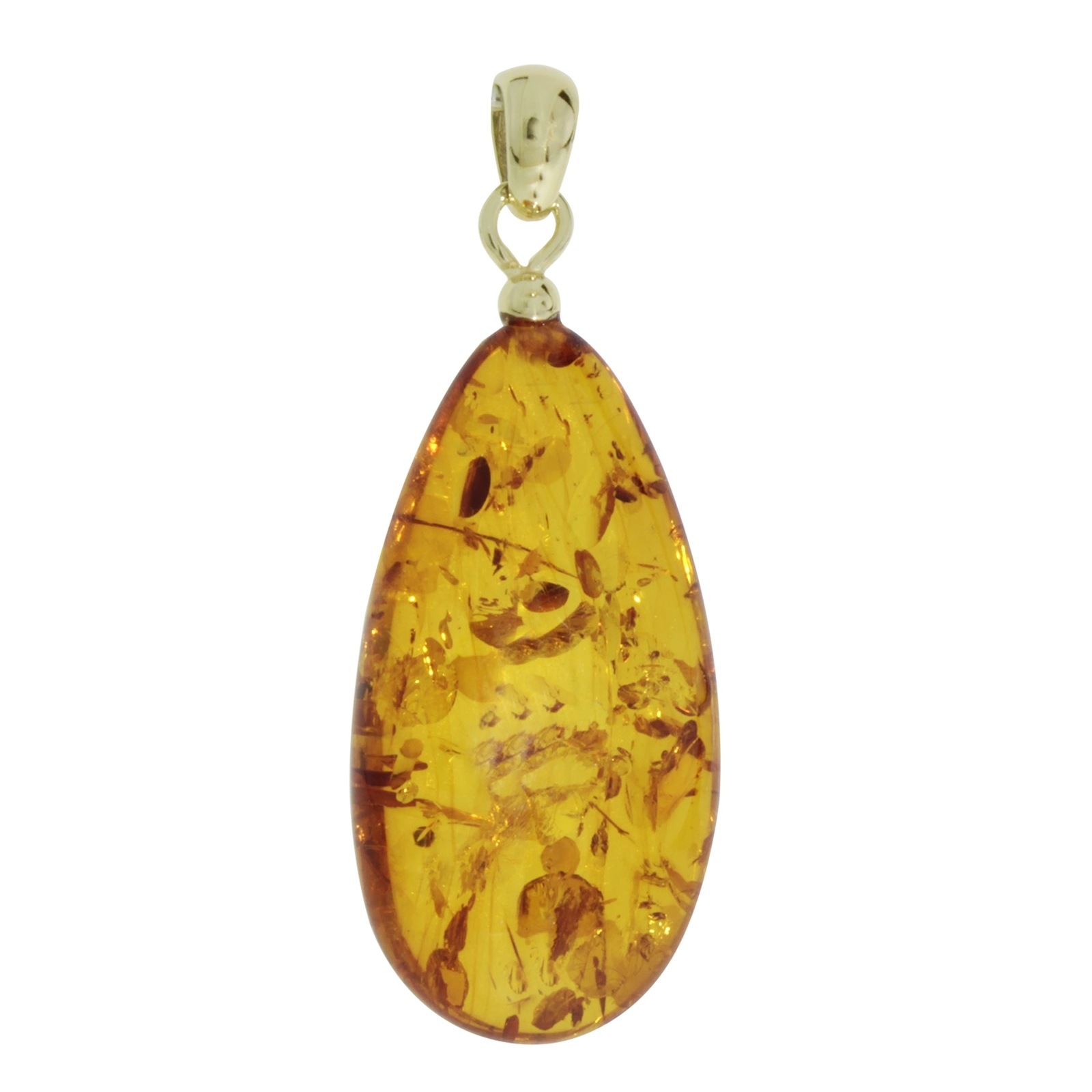 Kettenanhänger OSTSEE-SCHMUCK "- Tropfen ca. 30 mm lang - Gold 333/000 - Bernstein -" Gr. 40, gold (gold 333, goldfarben, gelb), Schmuckanhänger, Damen, Bernstein, Kettenanhänger