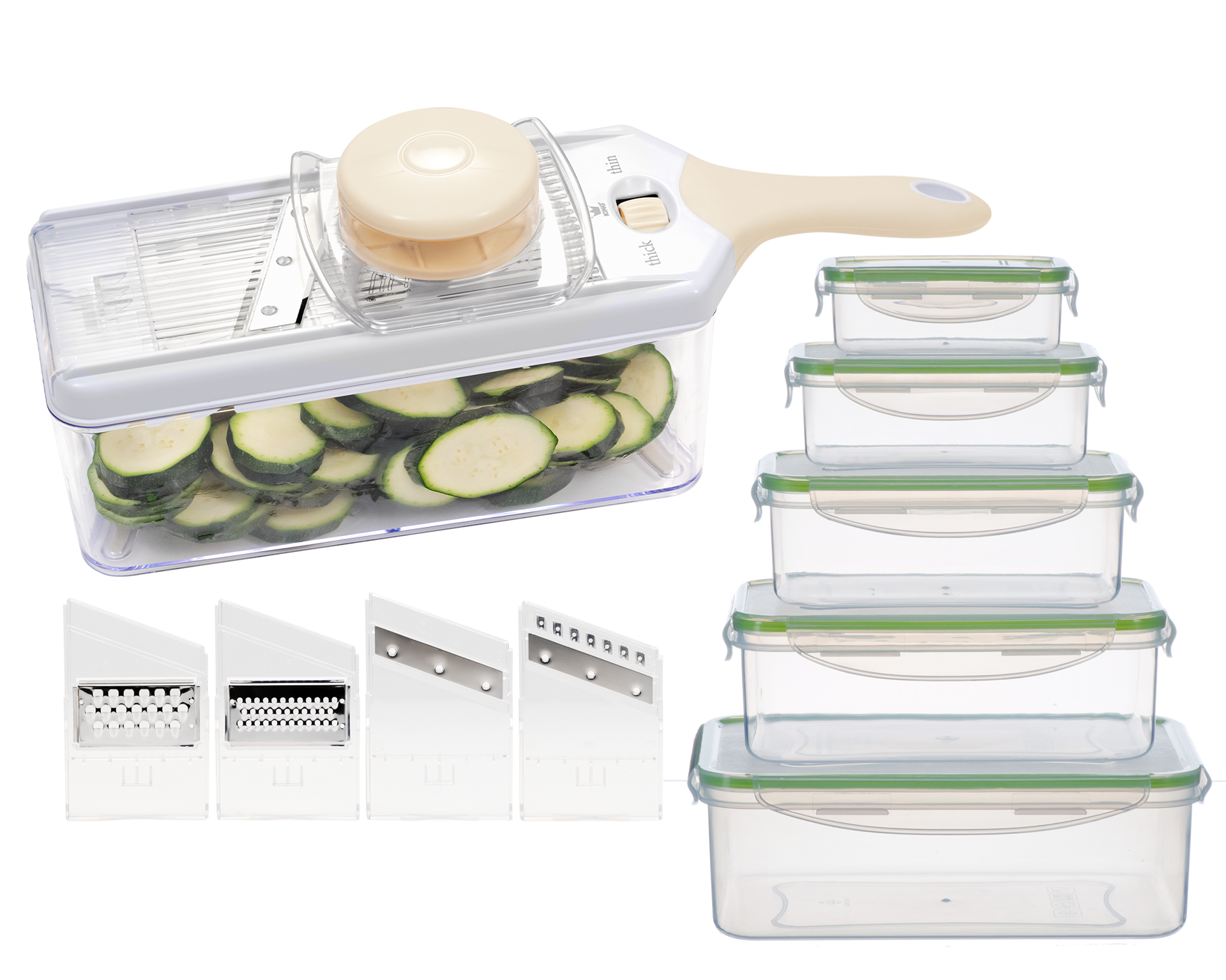 KING Multireibe "Veggie-Reibe" Reibe inkl. Auffangbehälter, 4 Klingeneinsätze