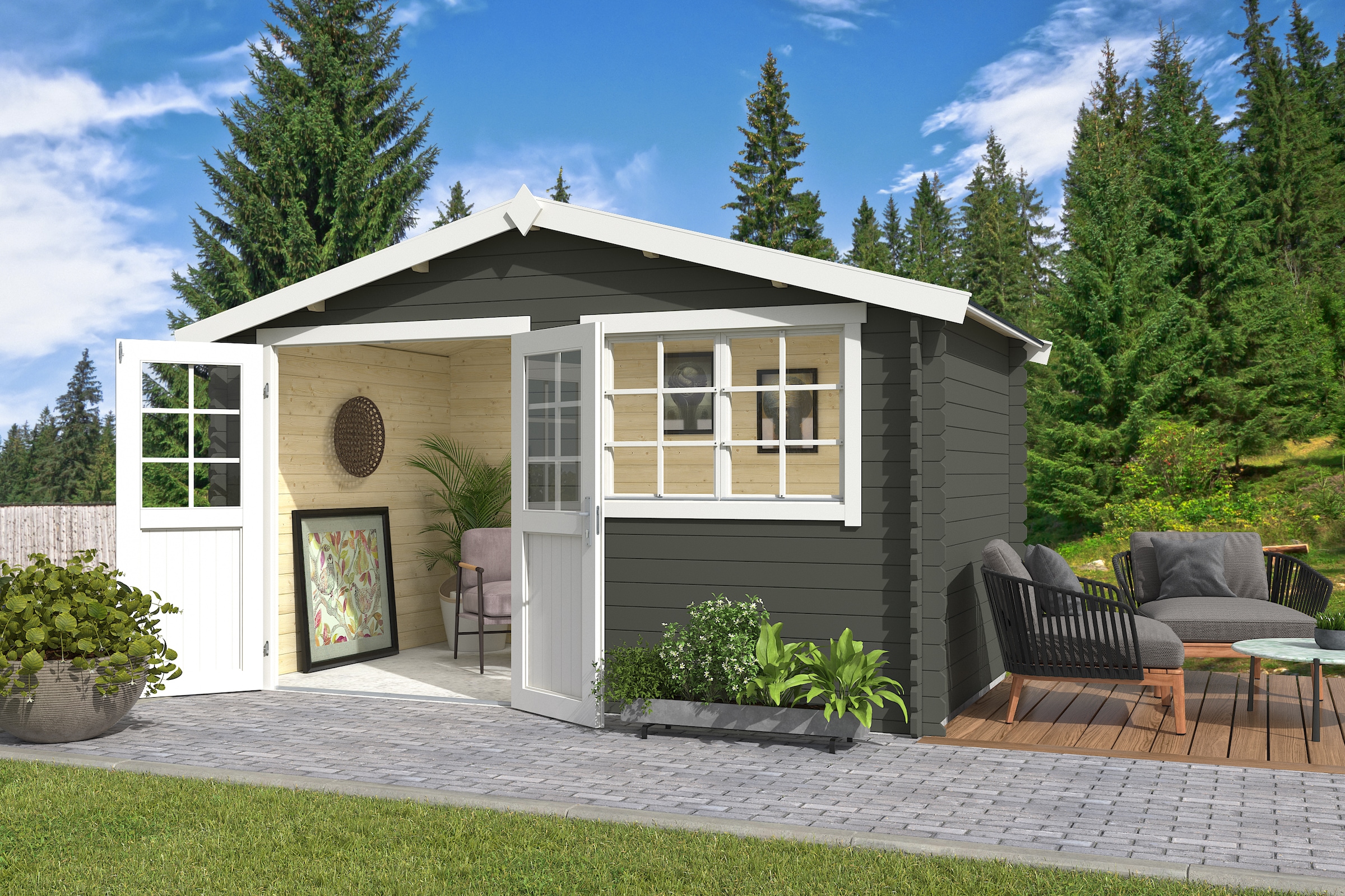 Nordic Holz Gartenhaus "Axel 230", (Doppelfenster und Doppeltür) günstig online kaufen