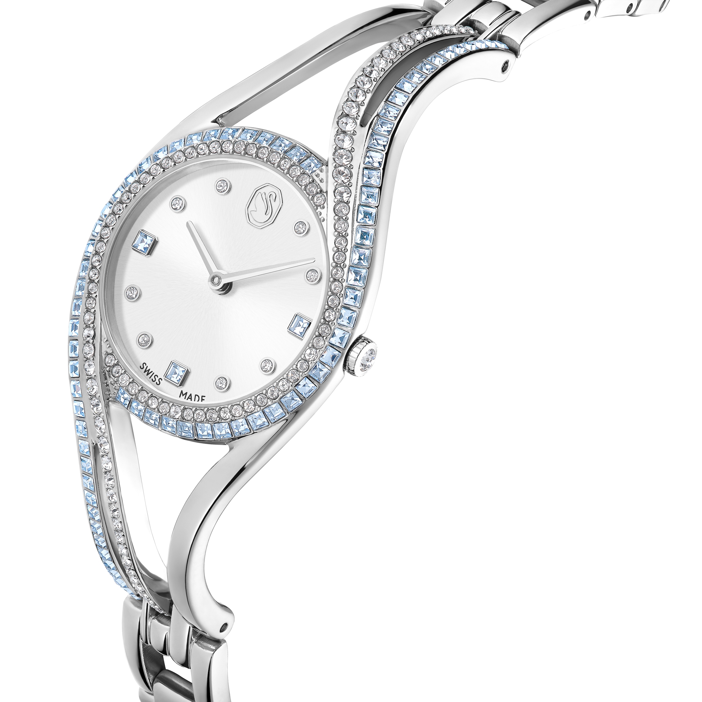 Swarovski Quarzuhr »HYPERBOLA BANGLE«, Armbanduhr, Damenuhr, Swiss Made, Edelstahlarmband, analog