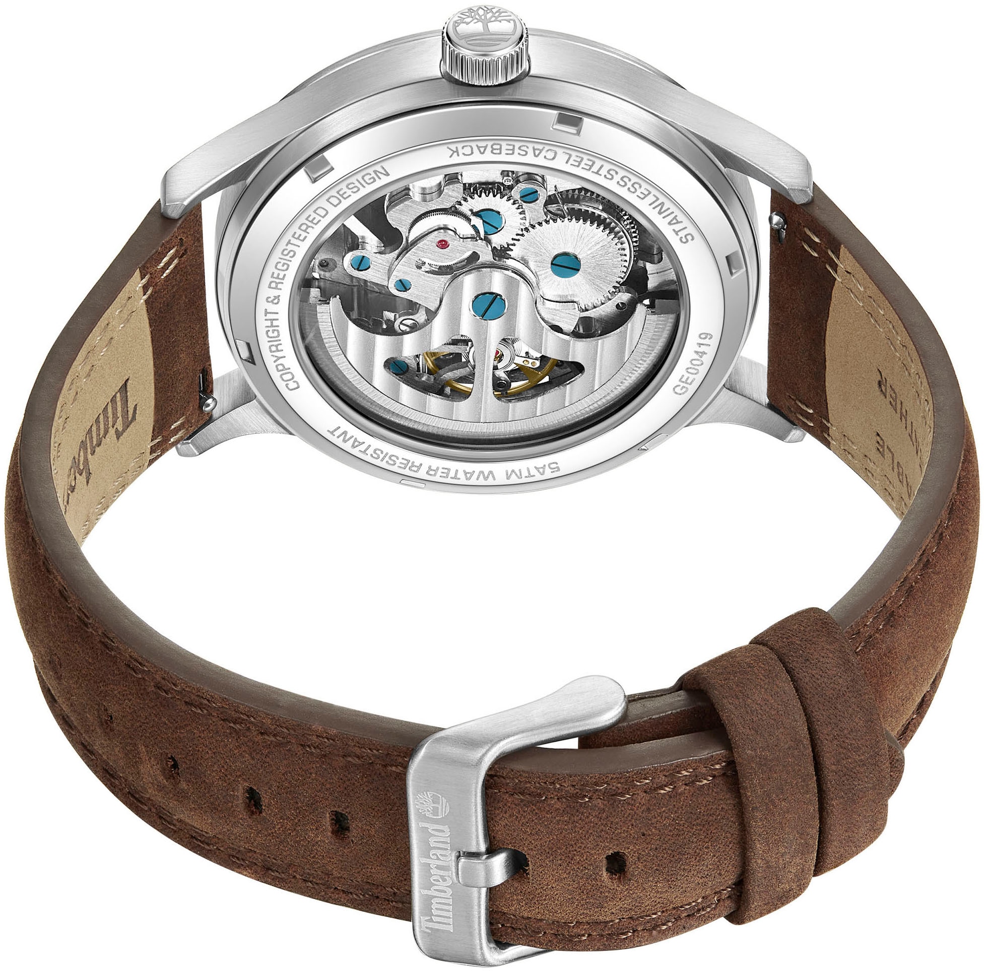Timberland Automatikuhr »LANGERBUCK«, Armbanduhr, Herrenuhr, offene Unruh, Lederarmband