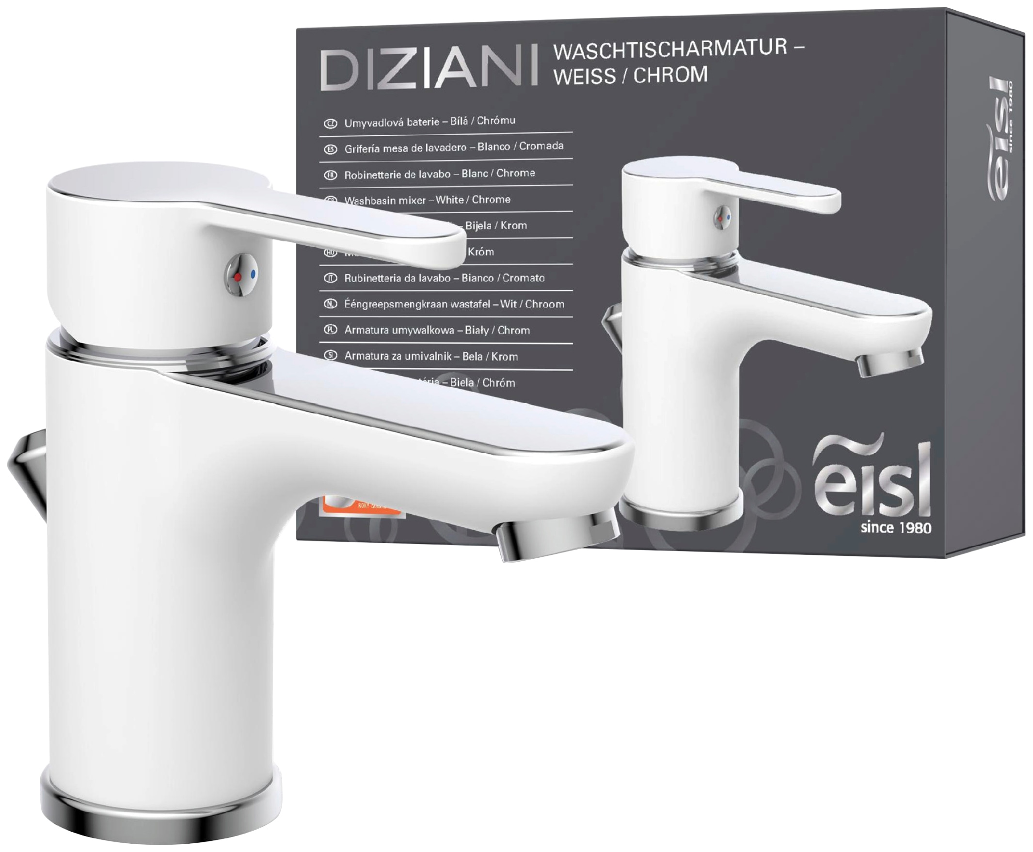 Eisl Waschtischarmatur "Diziani", mit Zugstange, Wasserhahn mit Ablaufgarnitur, Mischbatterie