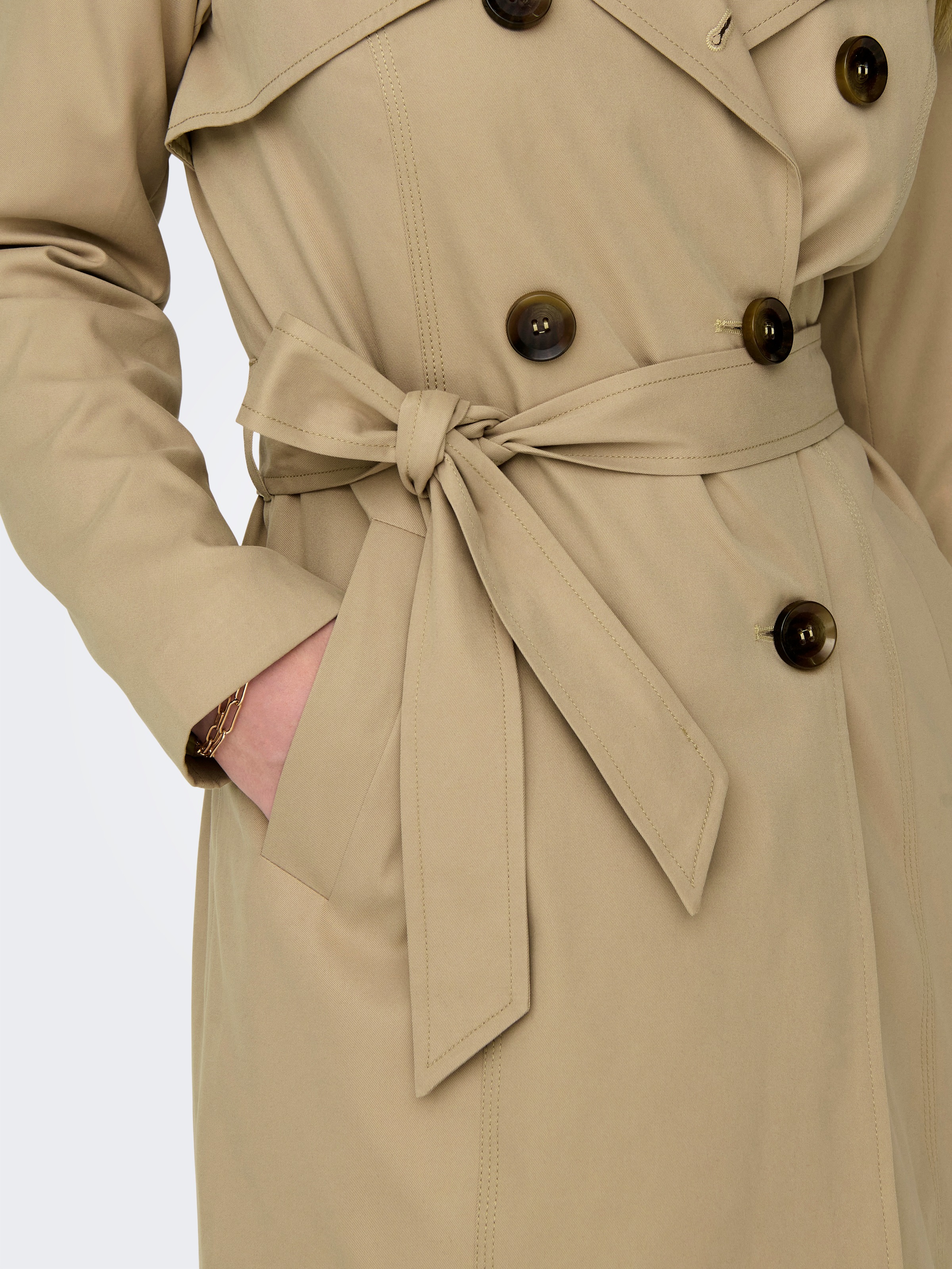 ONLY Trenchcoat »ONLVALERIE TRENCHCOAT OTW NOOS« Kunstfaser, doppelreihig mit Gürtel