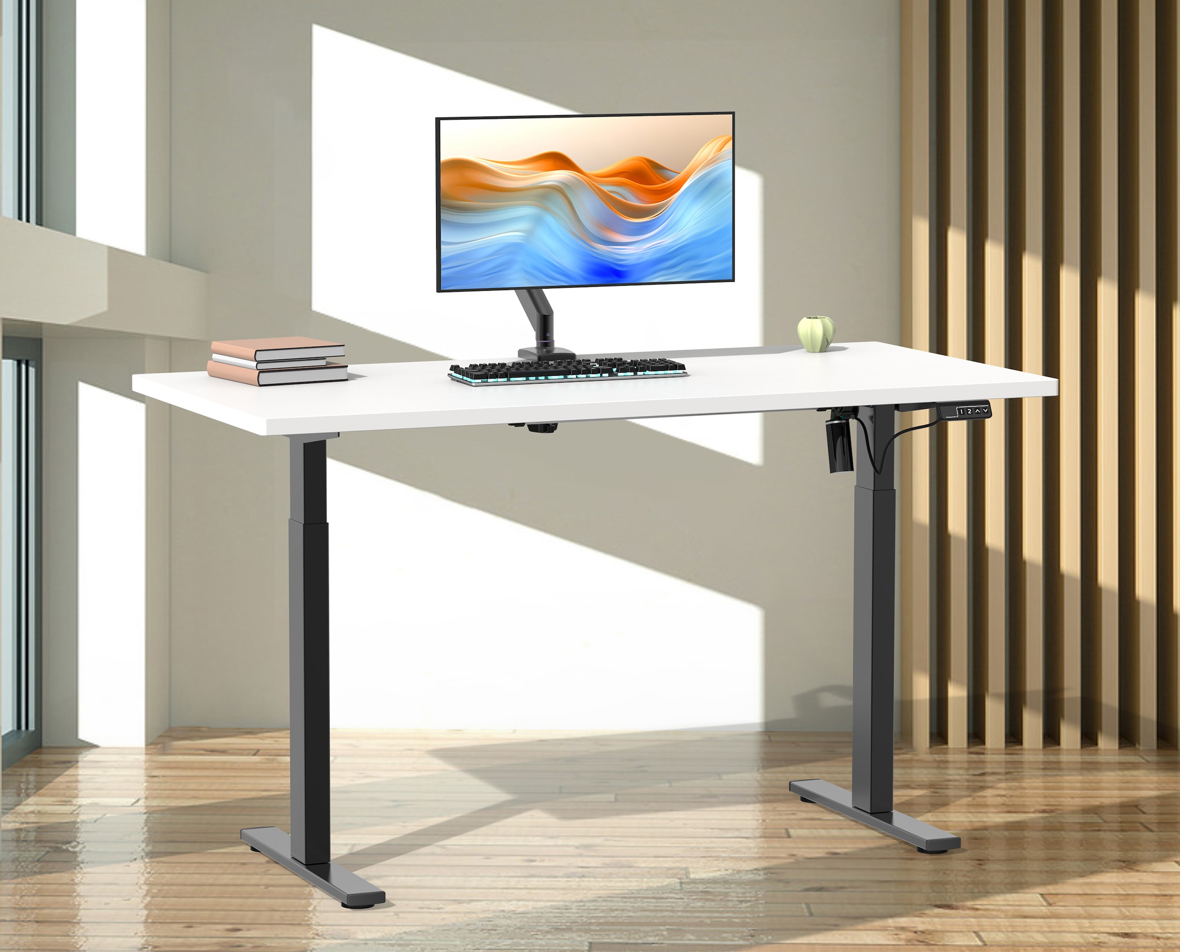 VCM Schreibtisch »VCM Höhenverstellbarer Schreibtisch stufenlos elektrisch höhenverstellbar Lona 110x80 Schwarz«, (Lona)