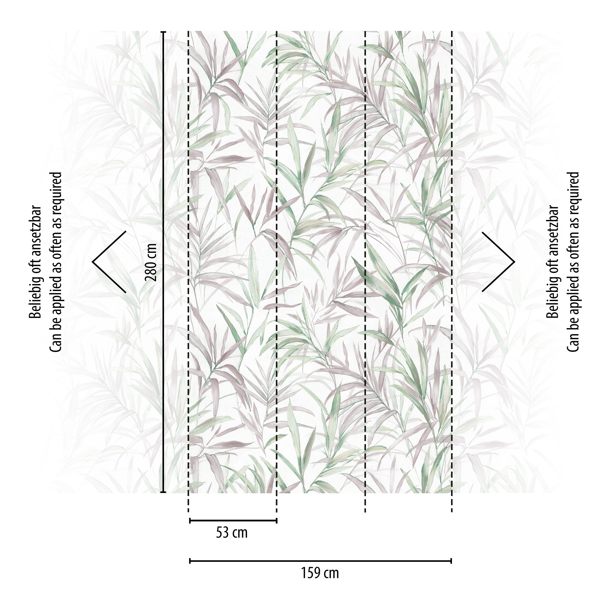 CosmoLiving by Cosmopolitan Vliestapete »Cecilia Fototapete erweiterbar« matt strukturiert Zarte Blätter in Grün- und Lilatönen