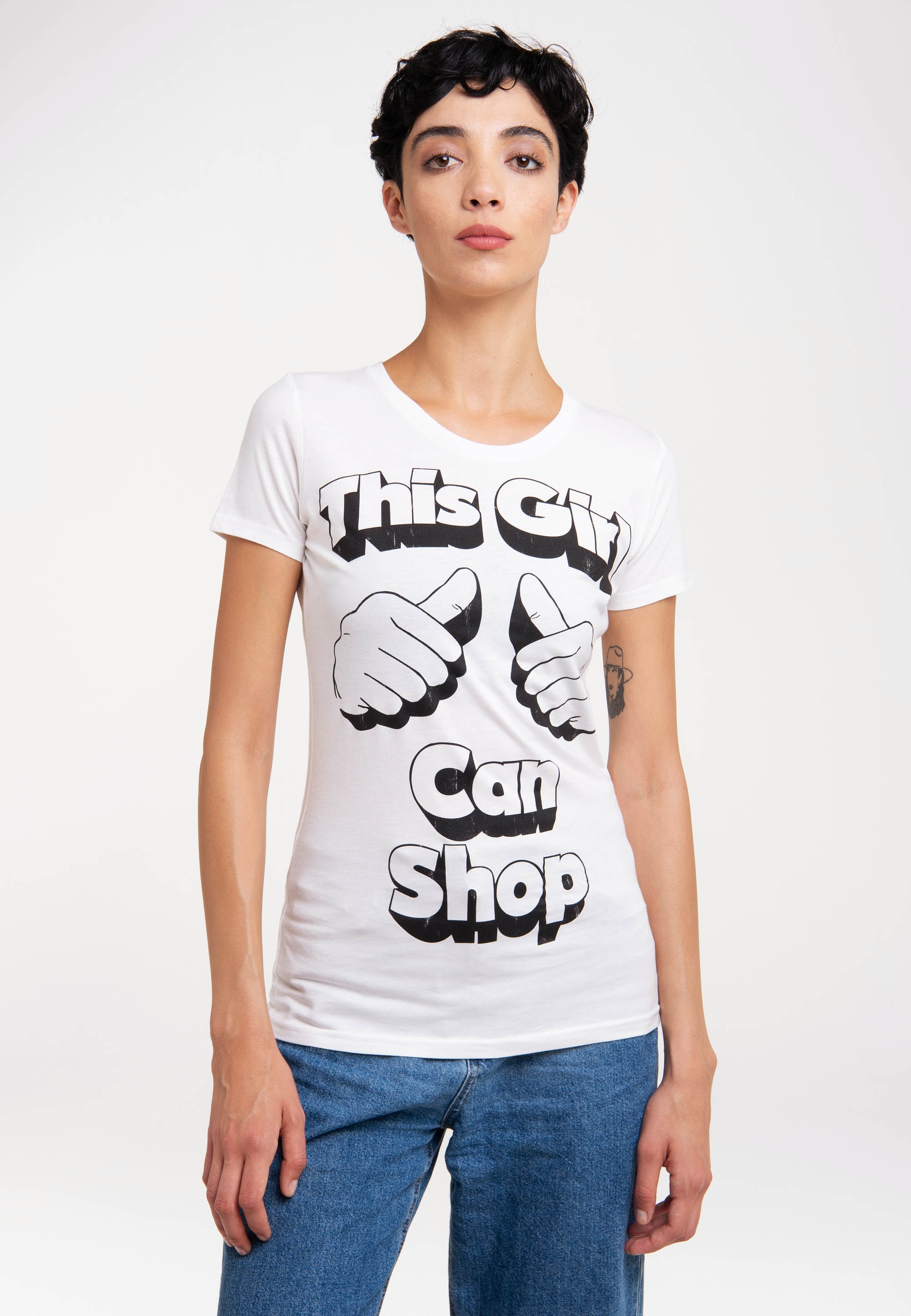 T-Shirt »This Girl Can Shop«, mit witzigem Statement-Print