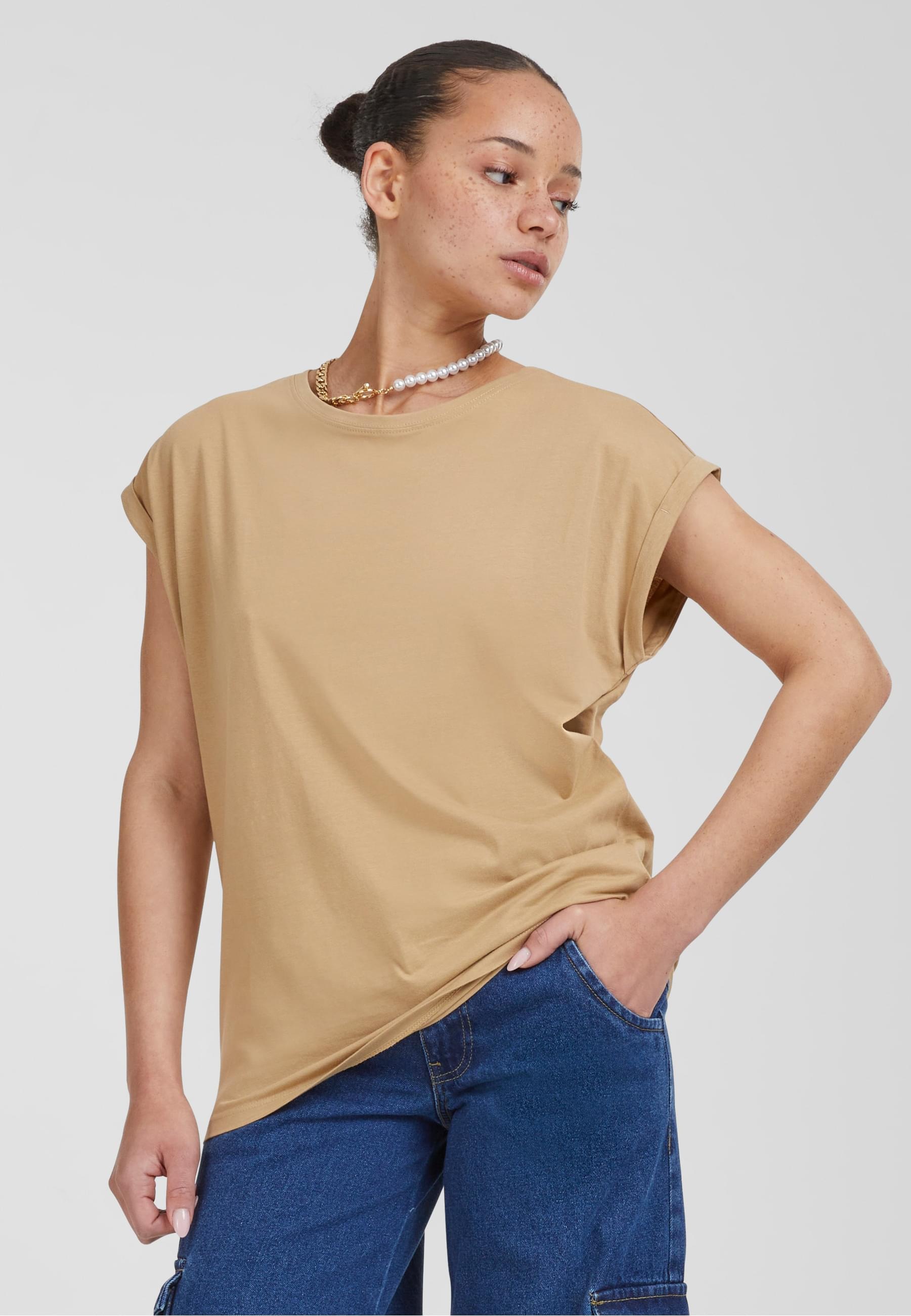 URBAN CLASSICS Kurzarmshirt »Urban Classics Damen Ladies Extended Shoulder Tee«, (1 tlg.)