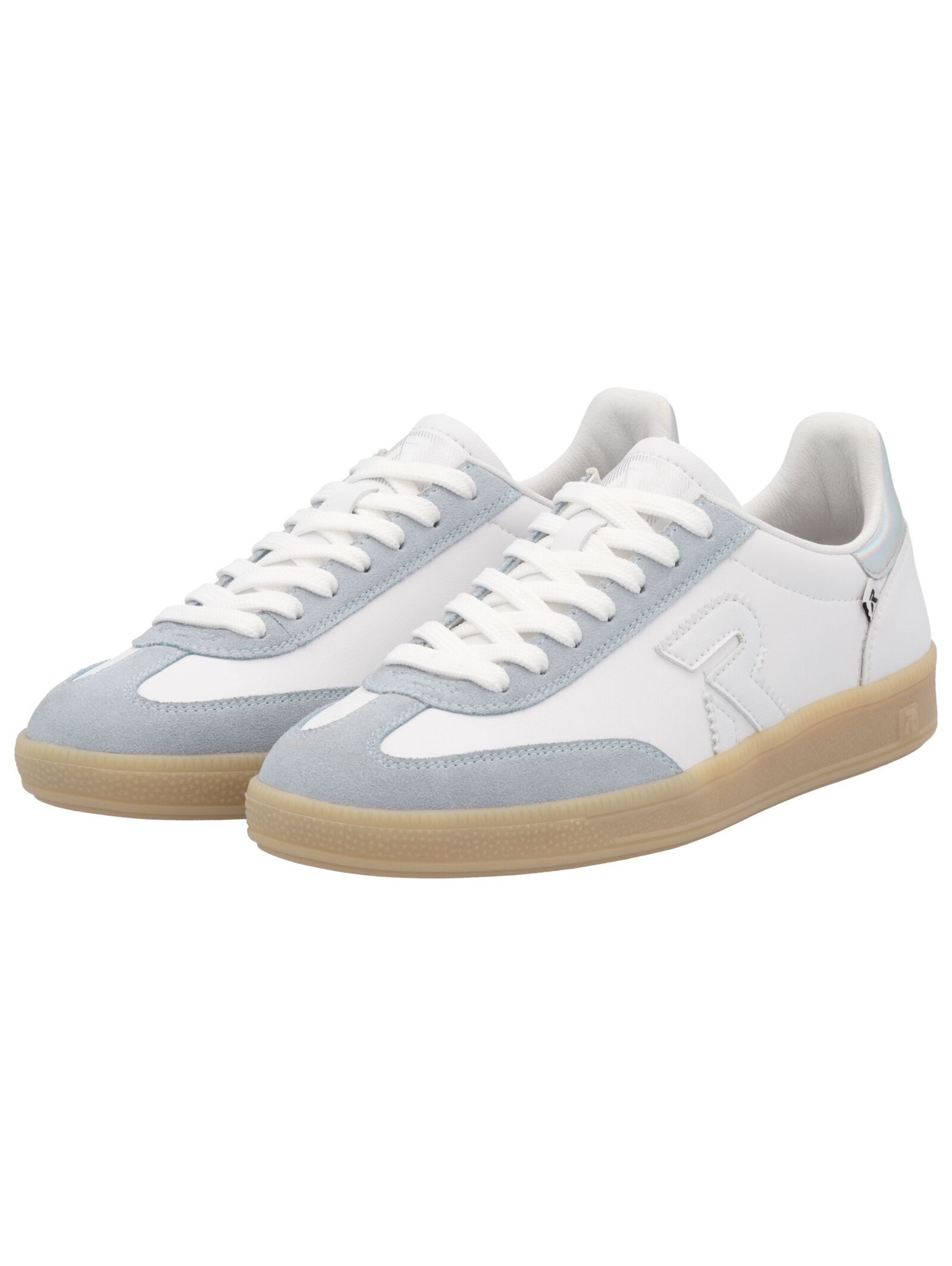 Sneaker RIEKER "Rieker Sneaker Glattleder", Damen, Gr. 38, weiß (blau, weiß), Glattleder, Schuhe Sneaker 3