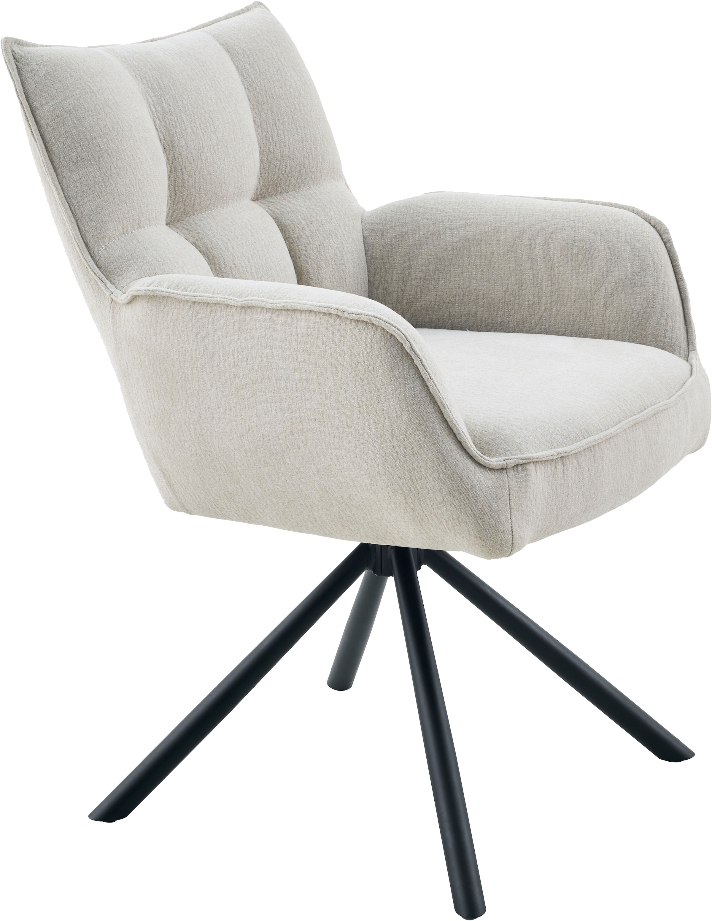 OTTO home Esszimmerstuhl »GEORGIA, 2er-Set, in Massivholz und Metallgestell erhältlich« (Set) 2 Stk.360° drehbar mit Auto Return, Federkorb, Armlehnen, 120kg belastbar