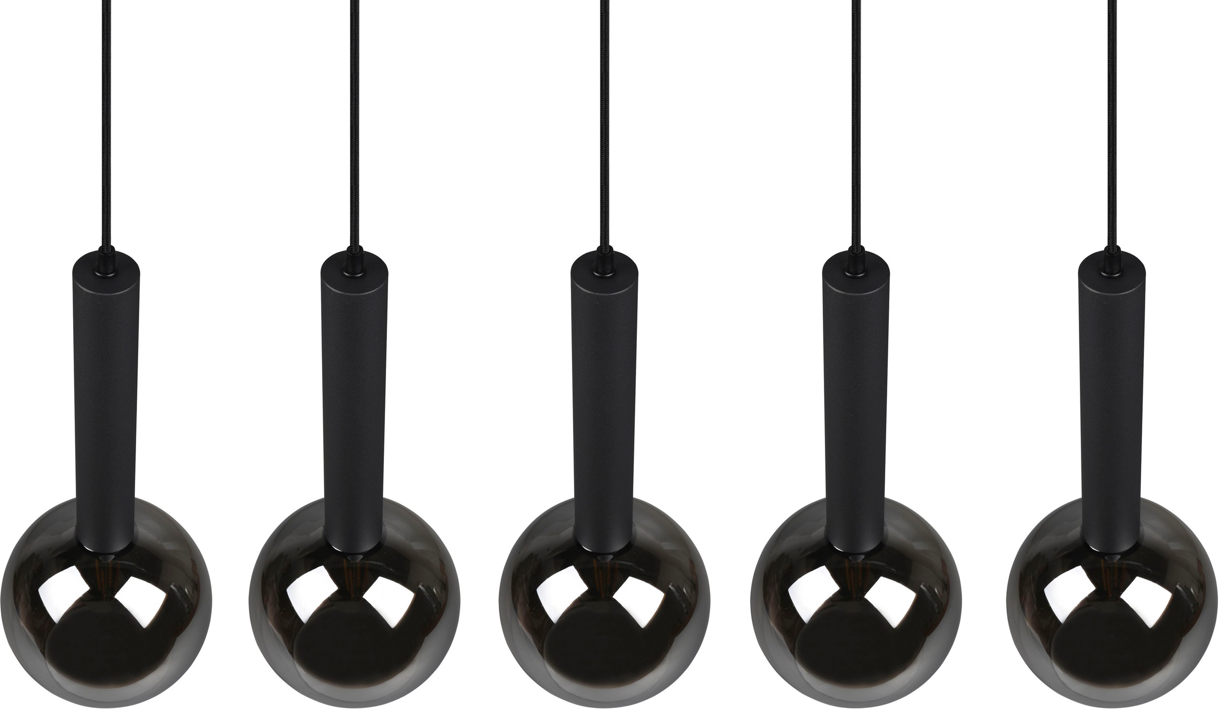 TRIO Leuchten Pendelleuchte »Clayton«, 5 flammig, Leuchtmittel E27 | ohne Leuchtmittel, Hängelampe höhenverstellbar bis 150cm, Glas rauchfarbig, exkl 5xE27