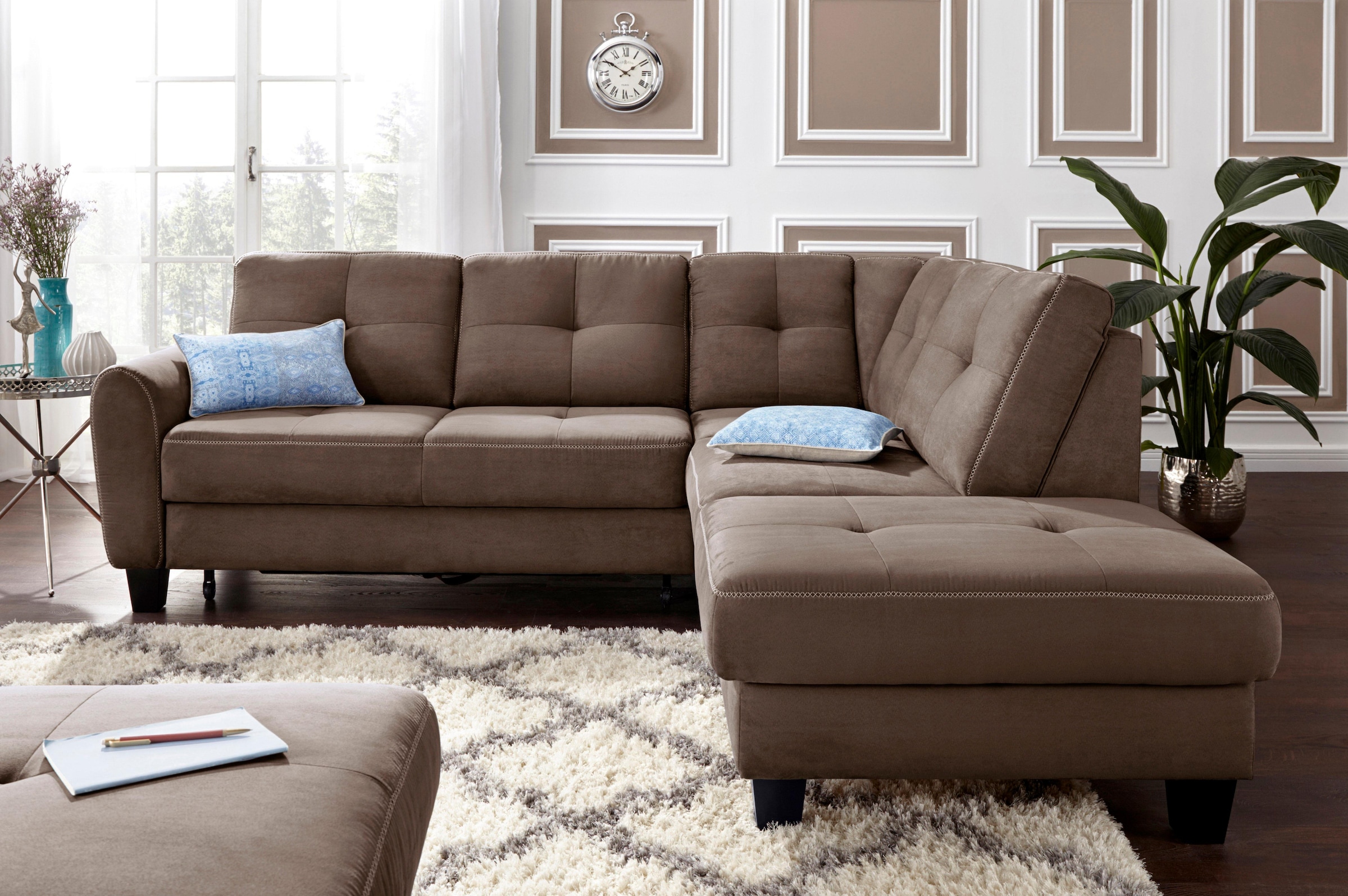 sit&more Ecksofa "Varese L-Form" mit Federkern, wahlweise mit Schlaffunktion und Stauraum