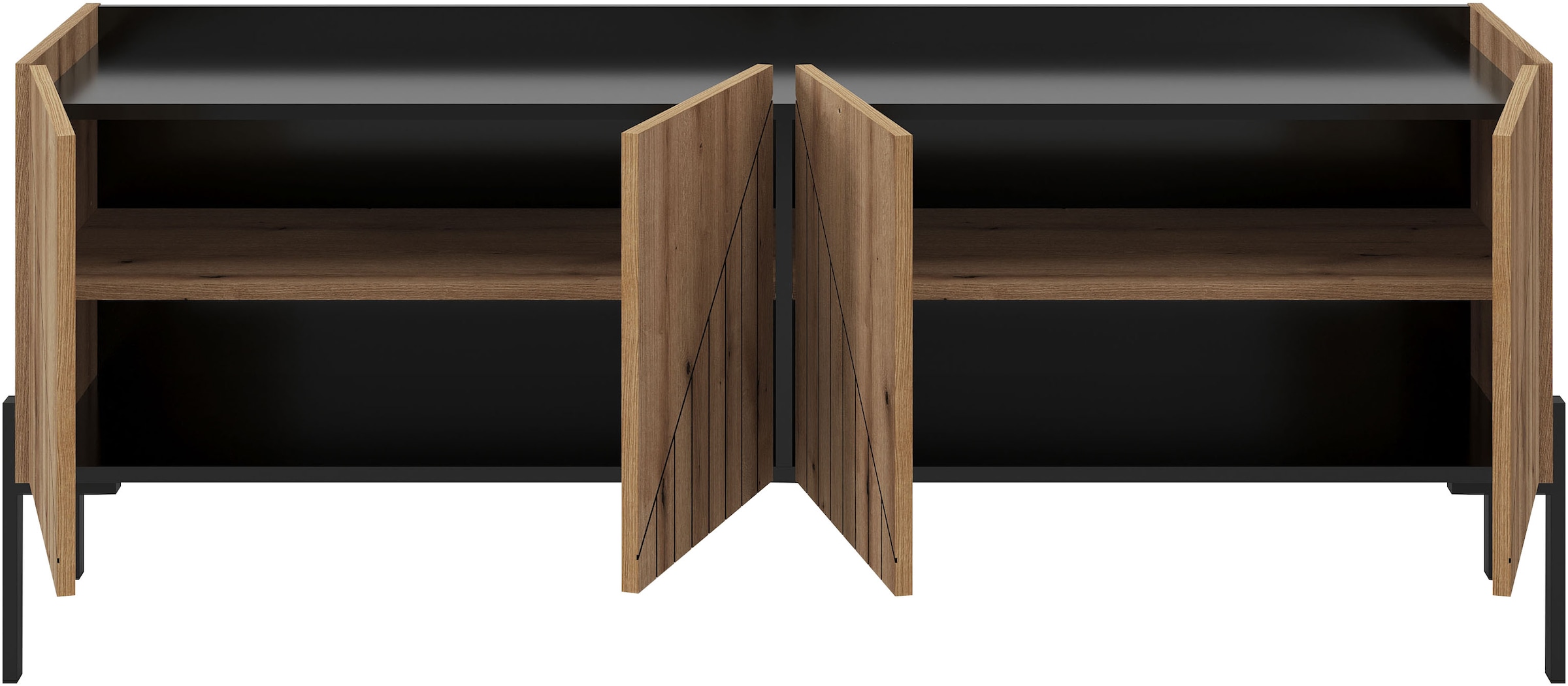 INOSIGN Lowboard »SNETT, Breite: 155cm, mit Metall-Stabfüßen, 4 Türen, 2 Einlegeböden«, TV-Lowboard, Mediaschrank, Mediaboard, TV-Schrank, Schrank, Board