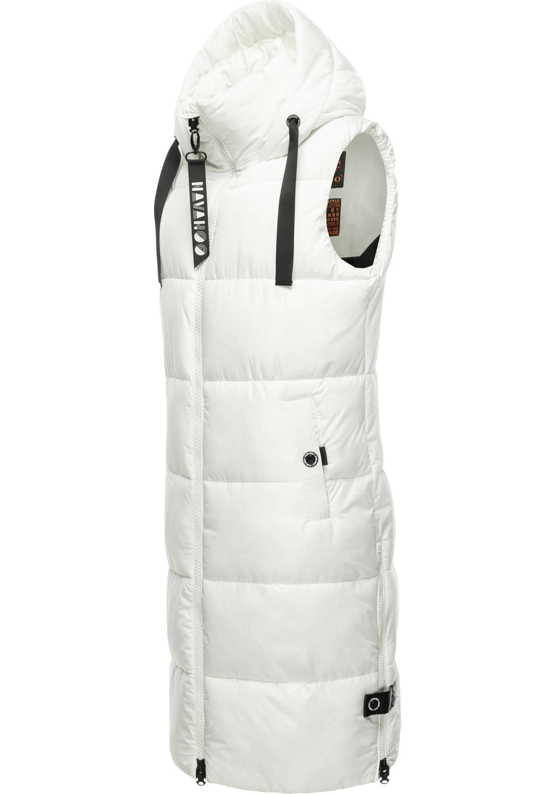 Navahoo Steppweste "Schnuffelchen" 1 Stk. warme Damen Outdoor-Weste lang mit Kapuze