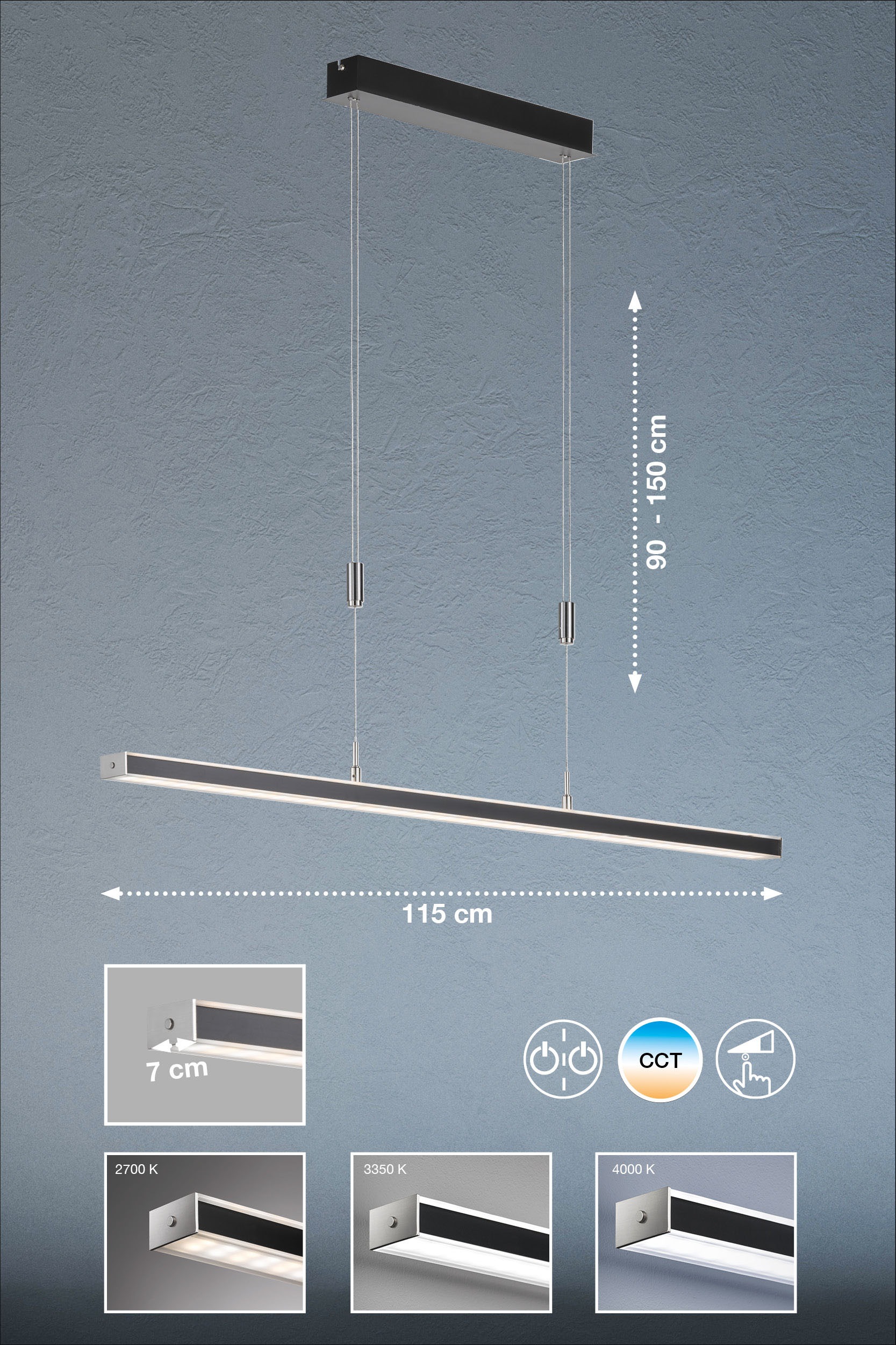 FISCHER & HONSEL LED Pendelleuchte "Vitan", 1 flammig, Leuchtmittel LED-Board  LED fest integriert