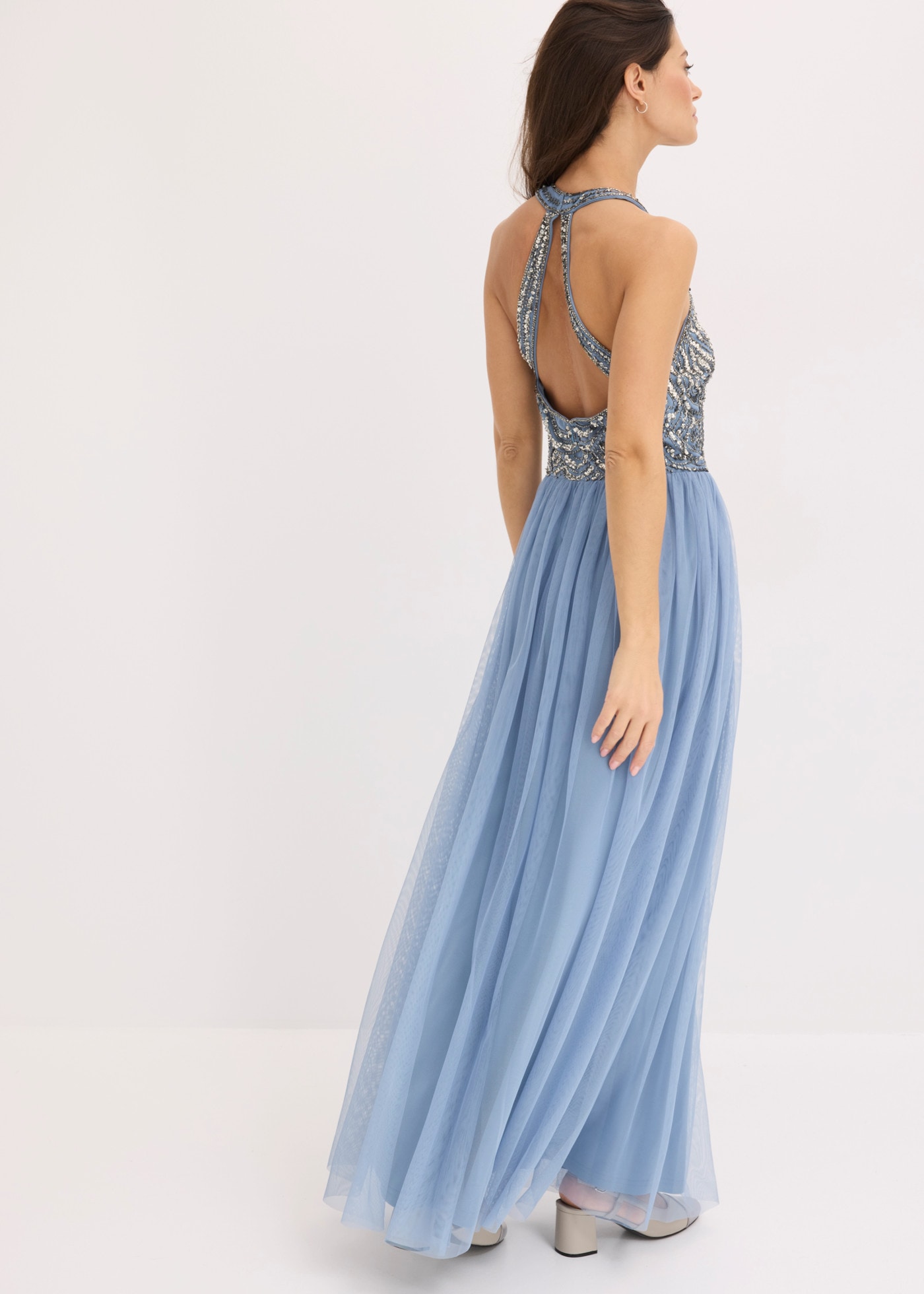bonprix Maxikleid ausgestellte Passform, Neckholder mit Keyhole-Ausschnitt, ärmellos