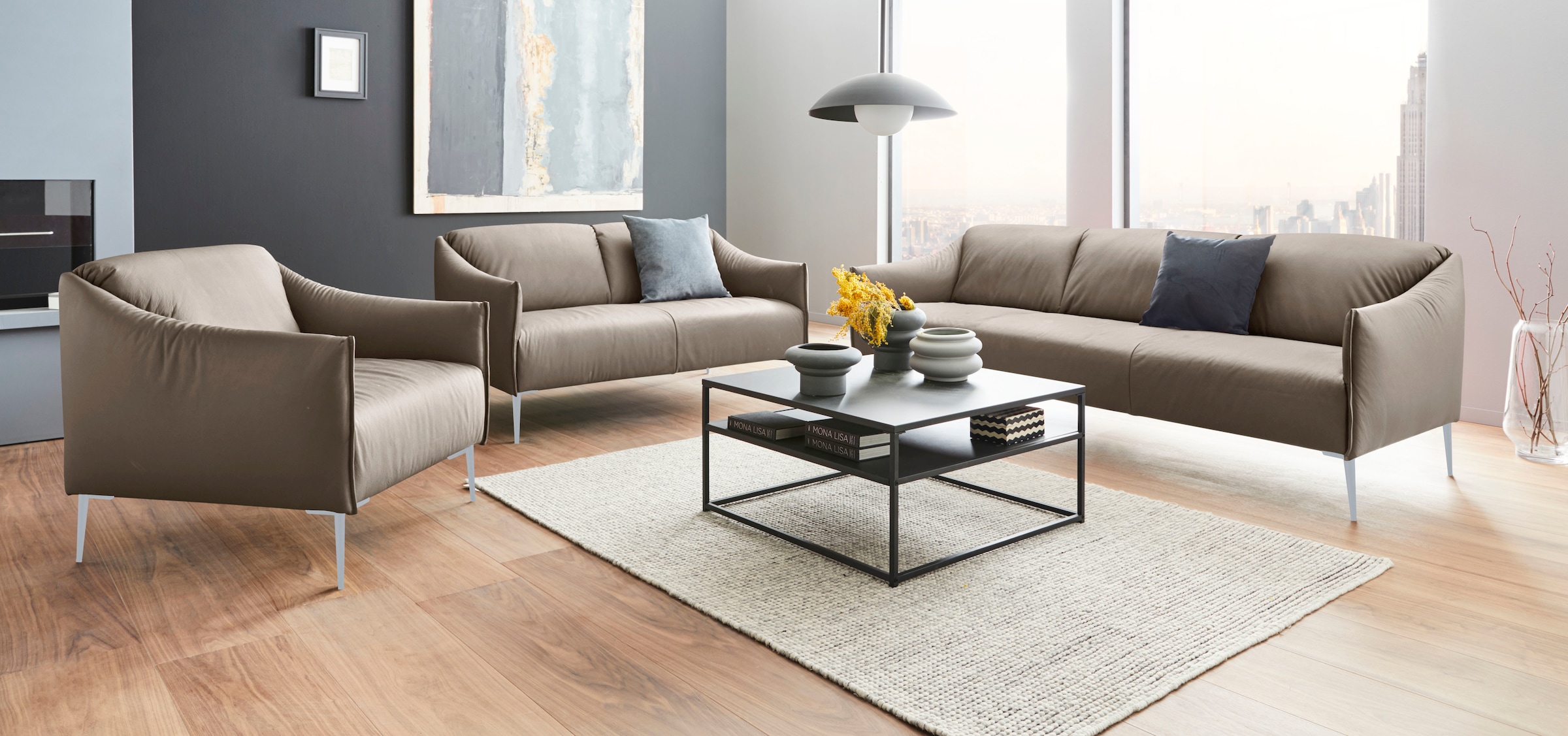 W.SCHILLIG 3-Sitzer »sally«, mit Metallfüßen in Silber matt, Breite 224 cm