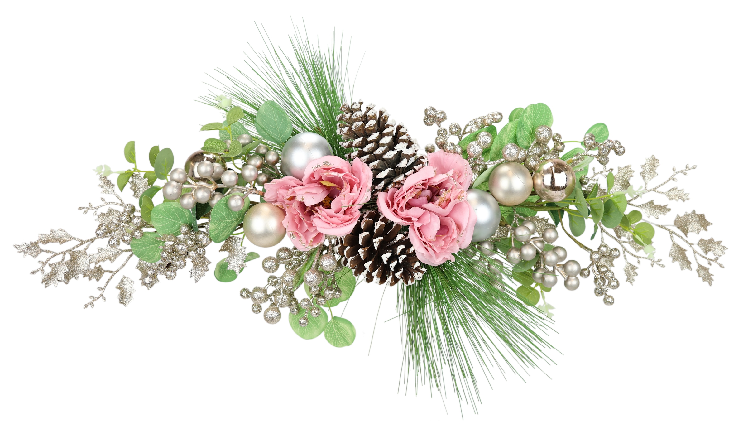 I.GE.A. Kunstblume "Tischgesteck Päonie" Aufleger Eukalyptus, Zapfen, Tisch günstig online kaufen