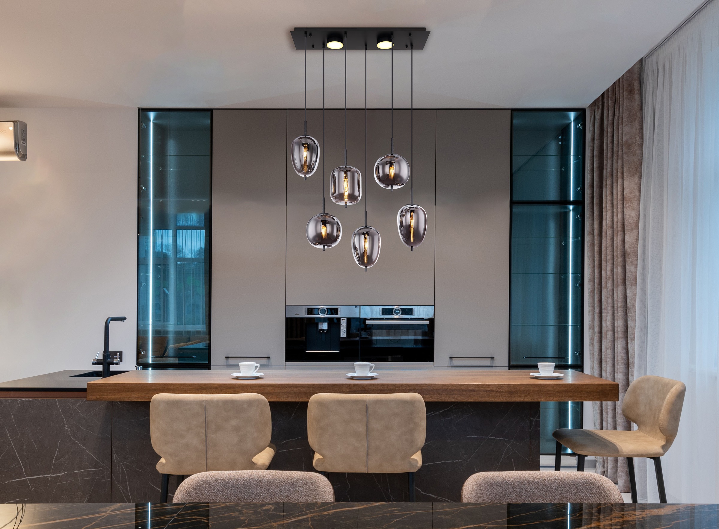 GLOBO LIGHTING Hängeleuchte »BLACKY« E14 1 Stk. Hängelampe/Pendelleuchte/Glas rauchfarben/unterschiedliche Gläser